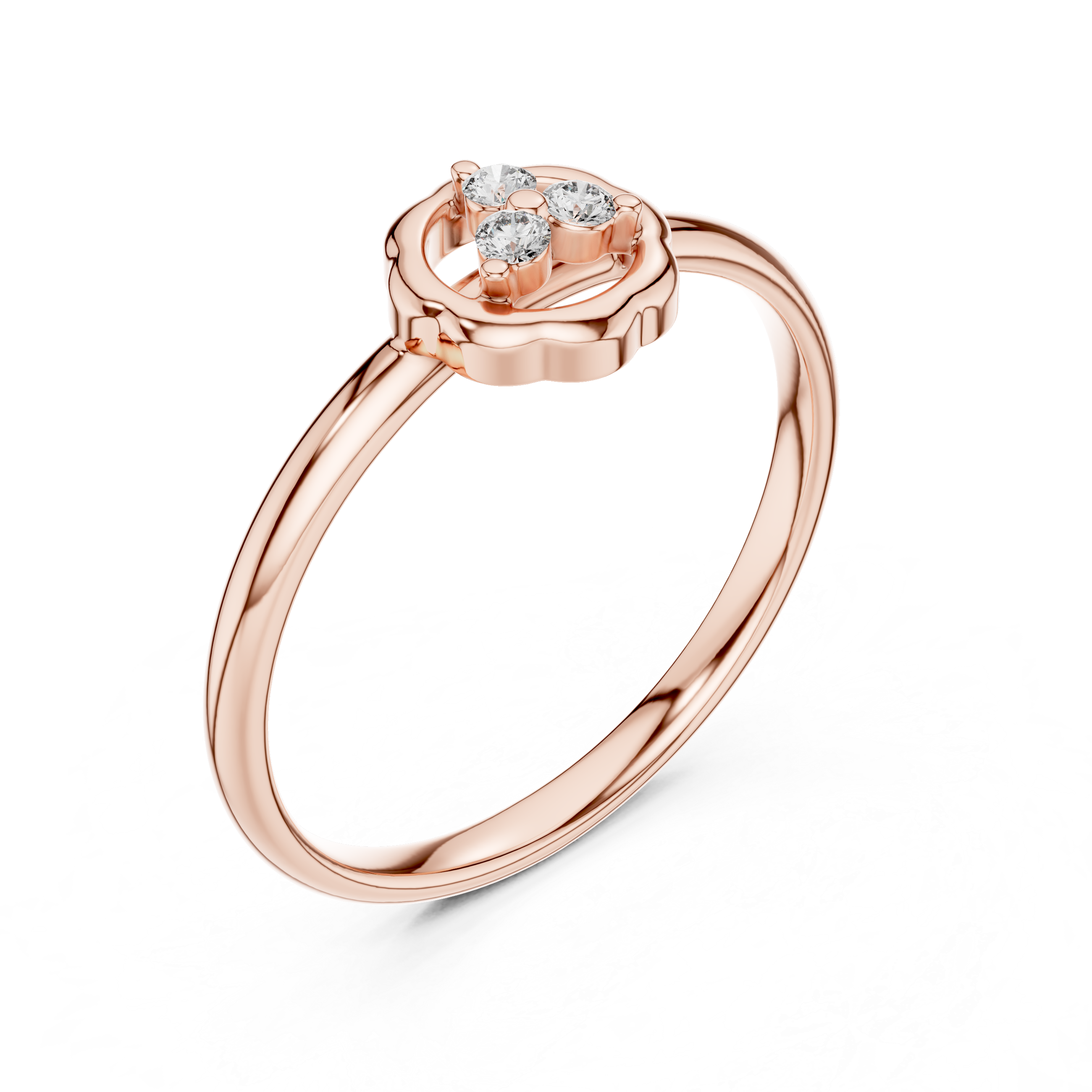 Minimal Floral Trio Diamond Ring