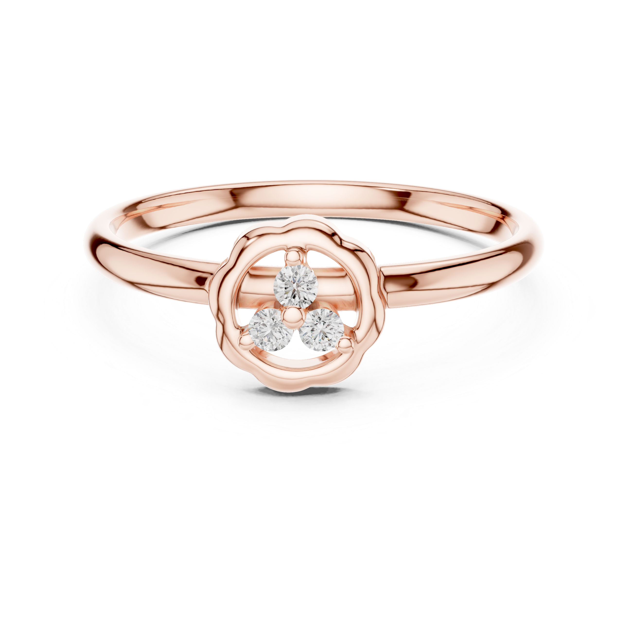 Minimal Floral Trio Diamond Ring