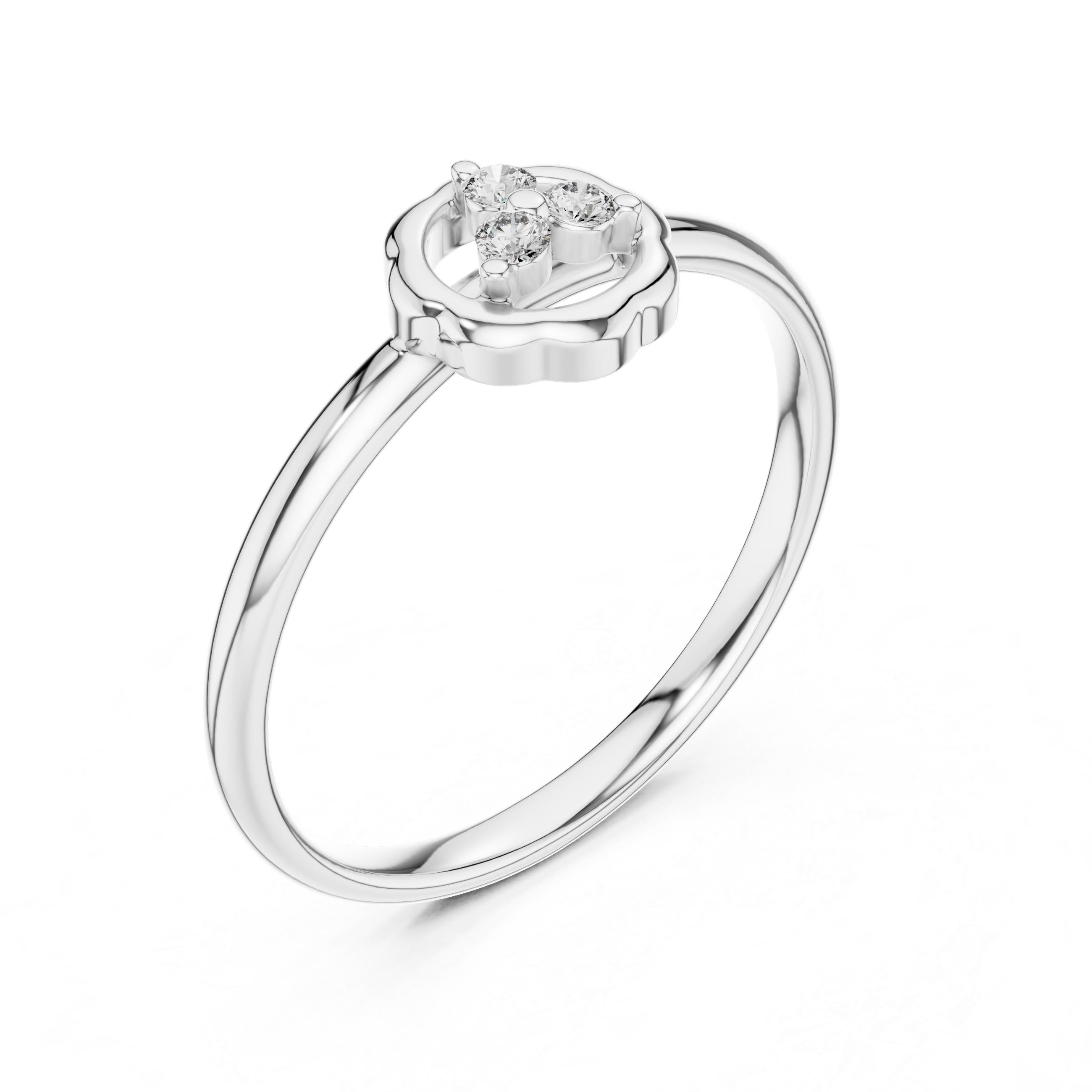 Minimal Floral Trio Diamond Ring