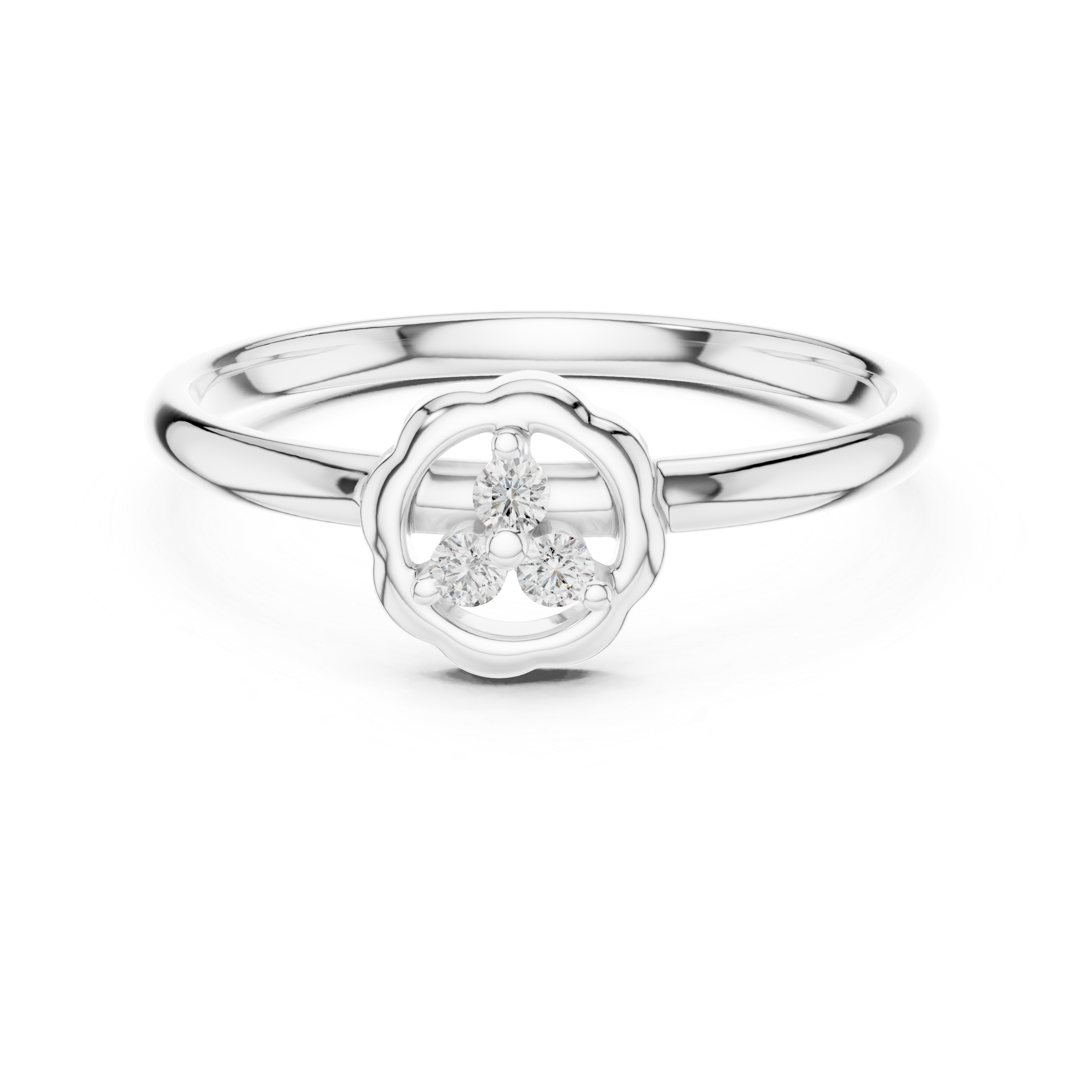 Minimal Floral Trio Diamond Ring