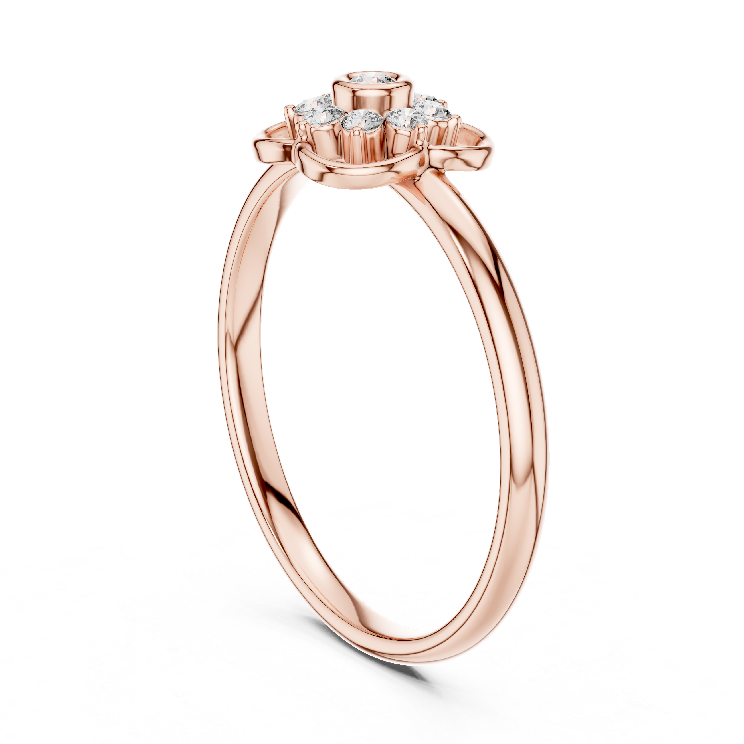 Bezel Center Floral Diamond Ring