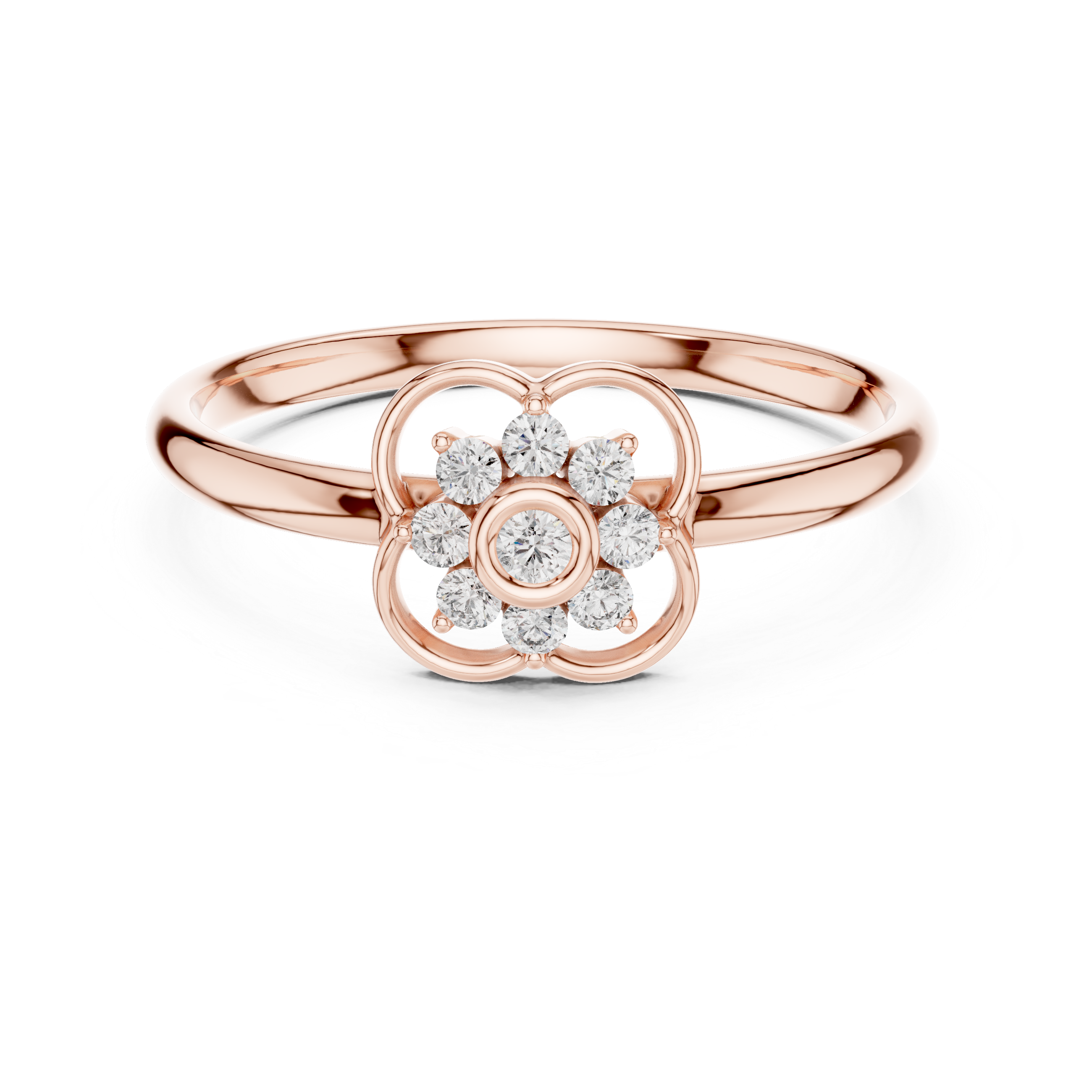Bezel Center Floral Diamond Ring