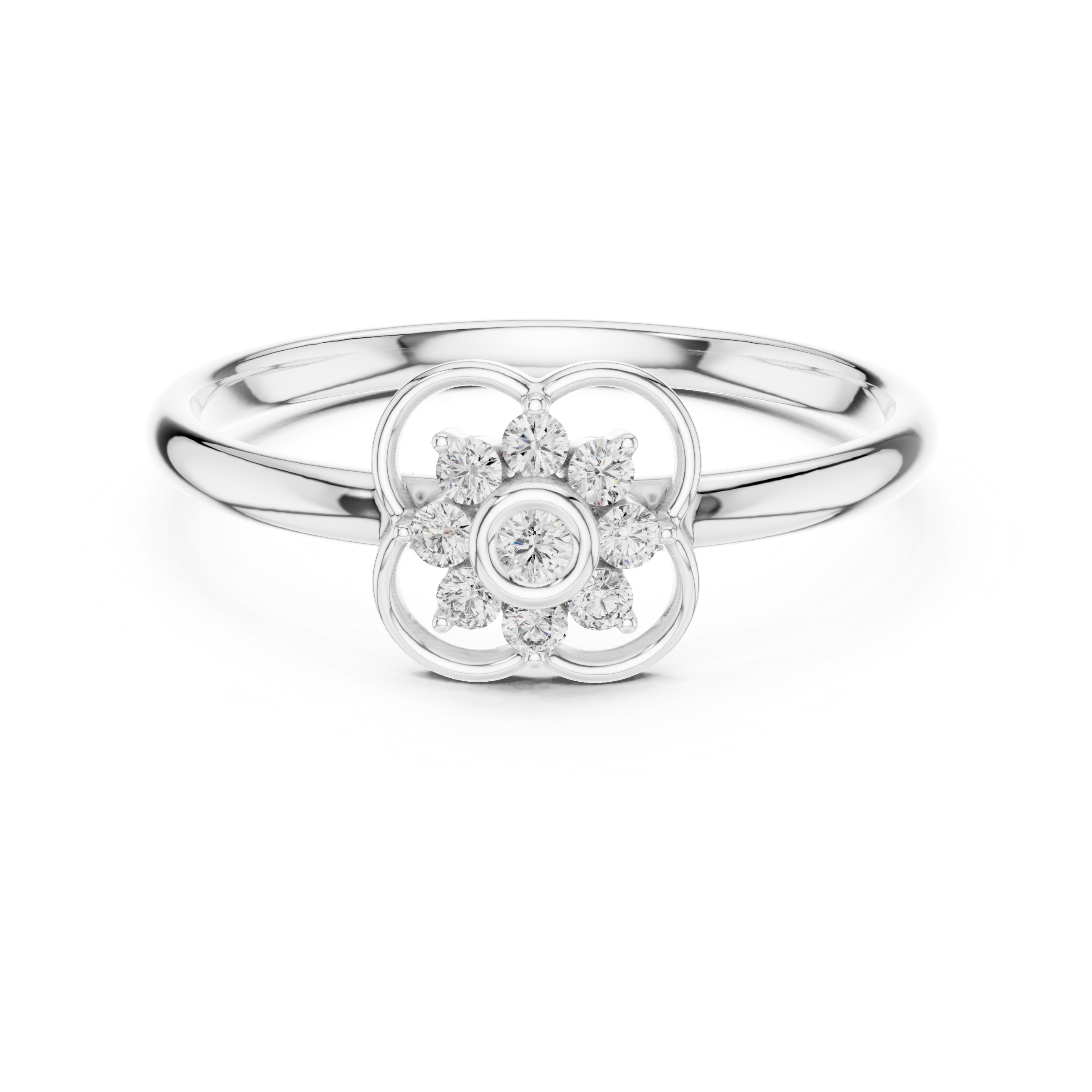 Bezel Center Floral Diamond Ring