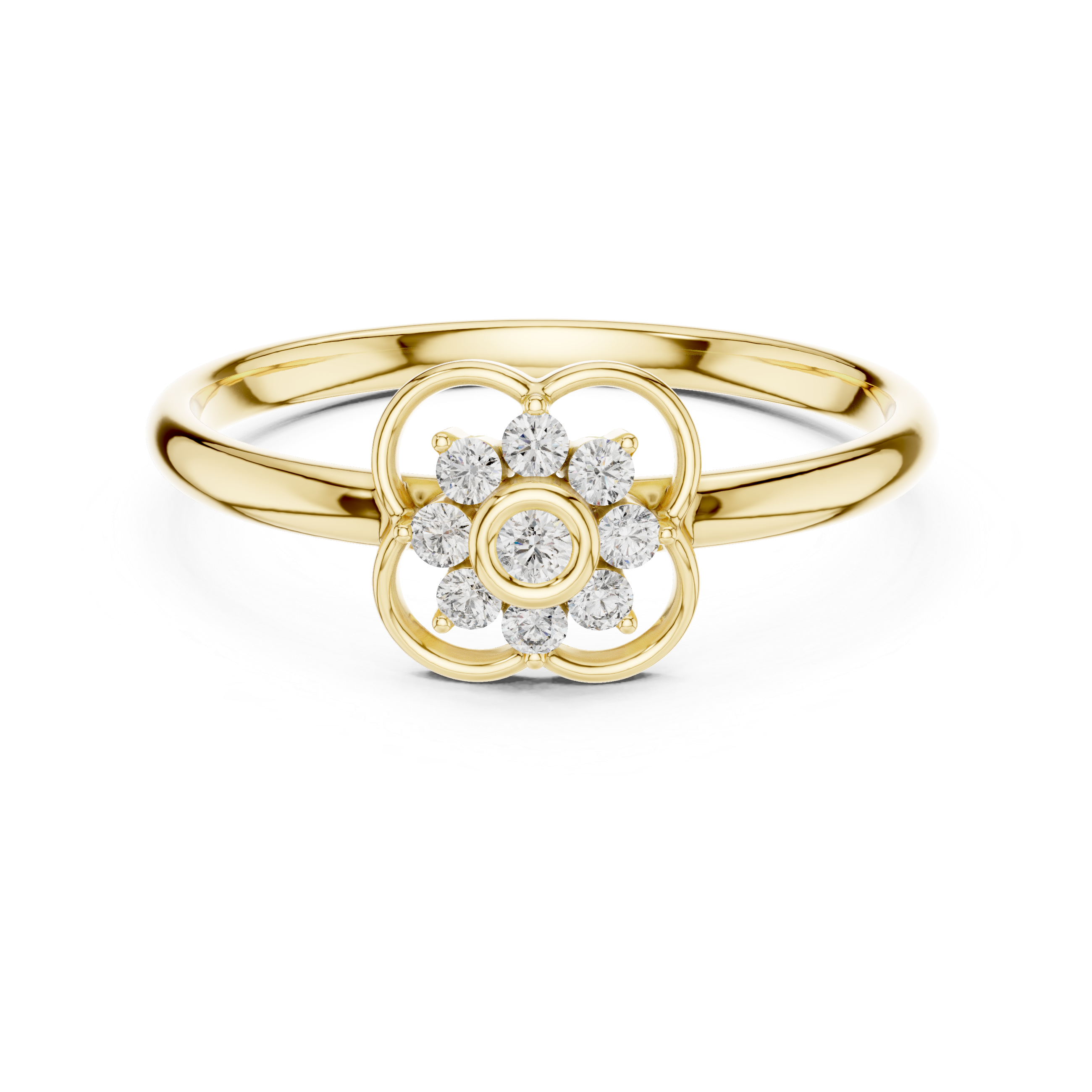 Bezel Center Floral Diamond Ring