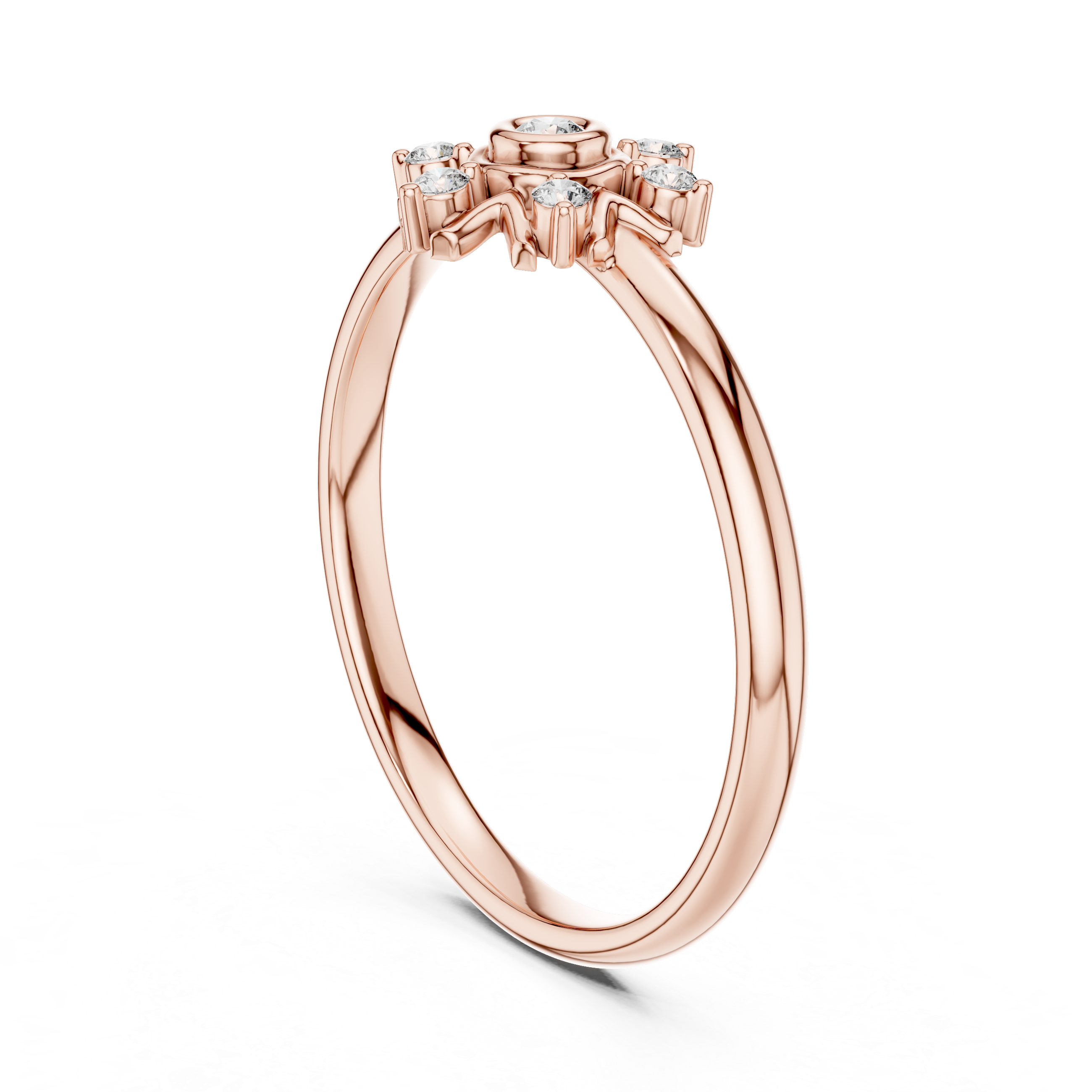 Starburst Bezel Center Diamond Ring
