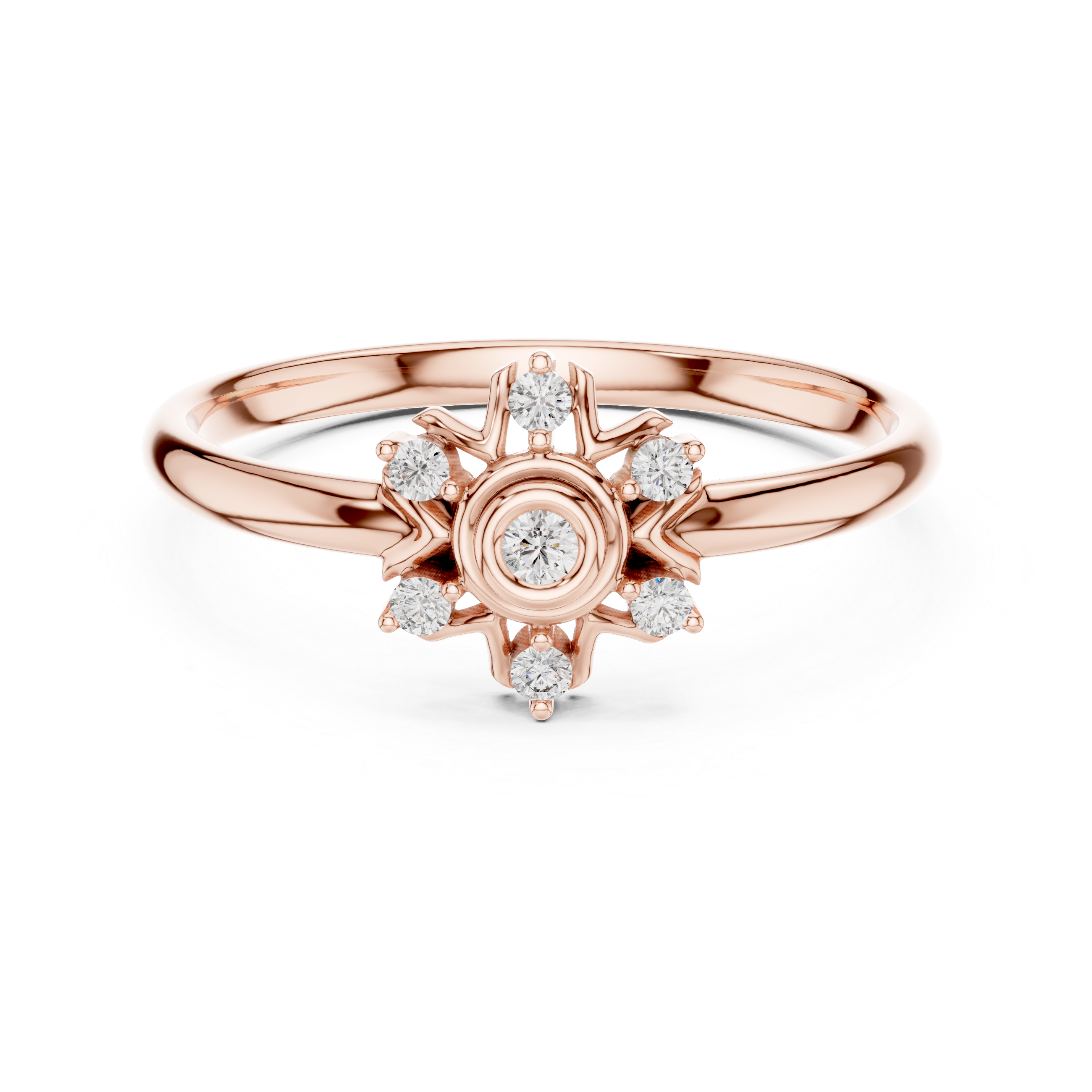 Starburst Bezel Center Diamond Ring