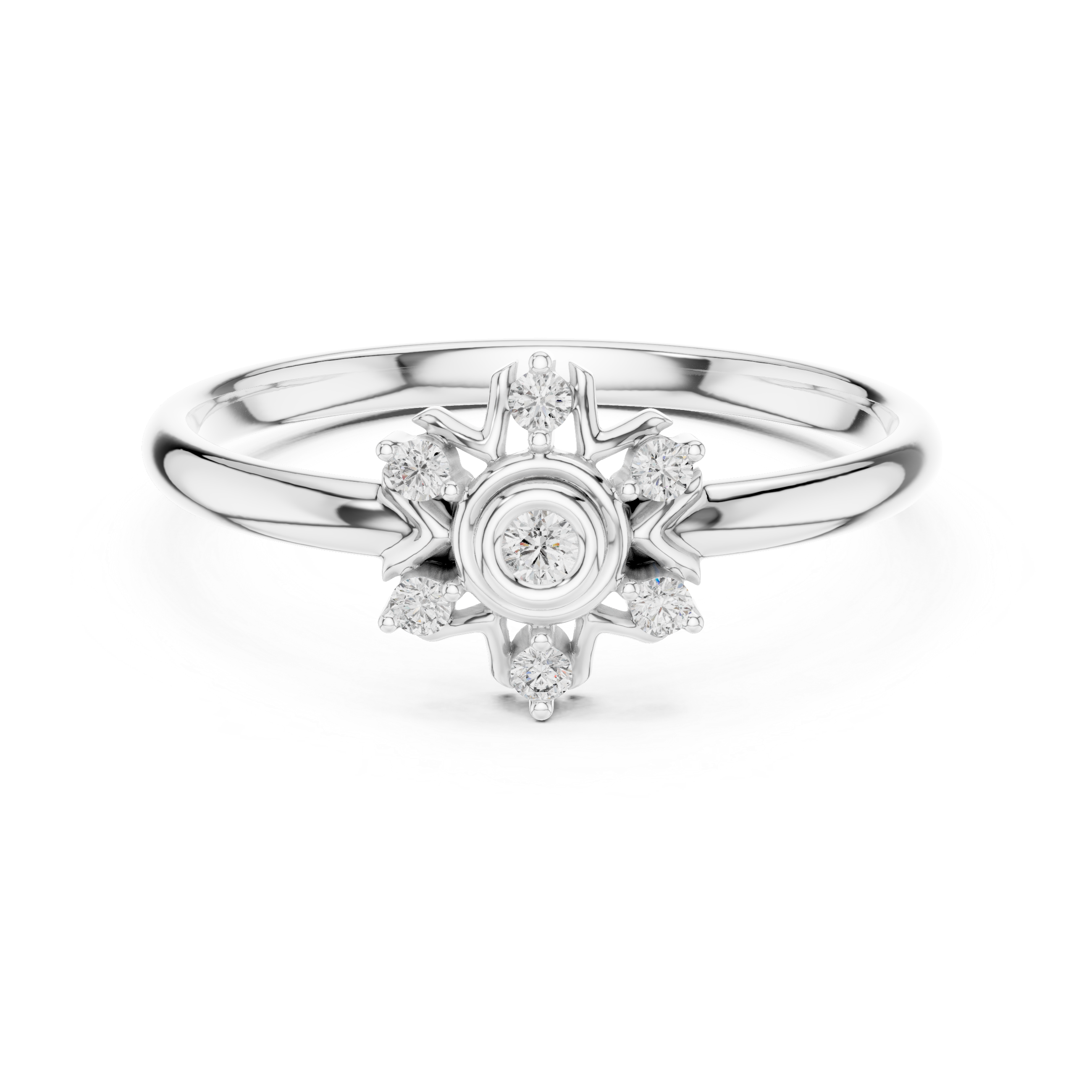 Starburst Bezel Center Diamond Ring
