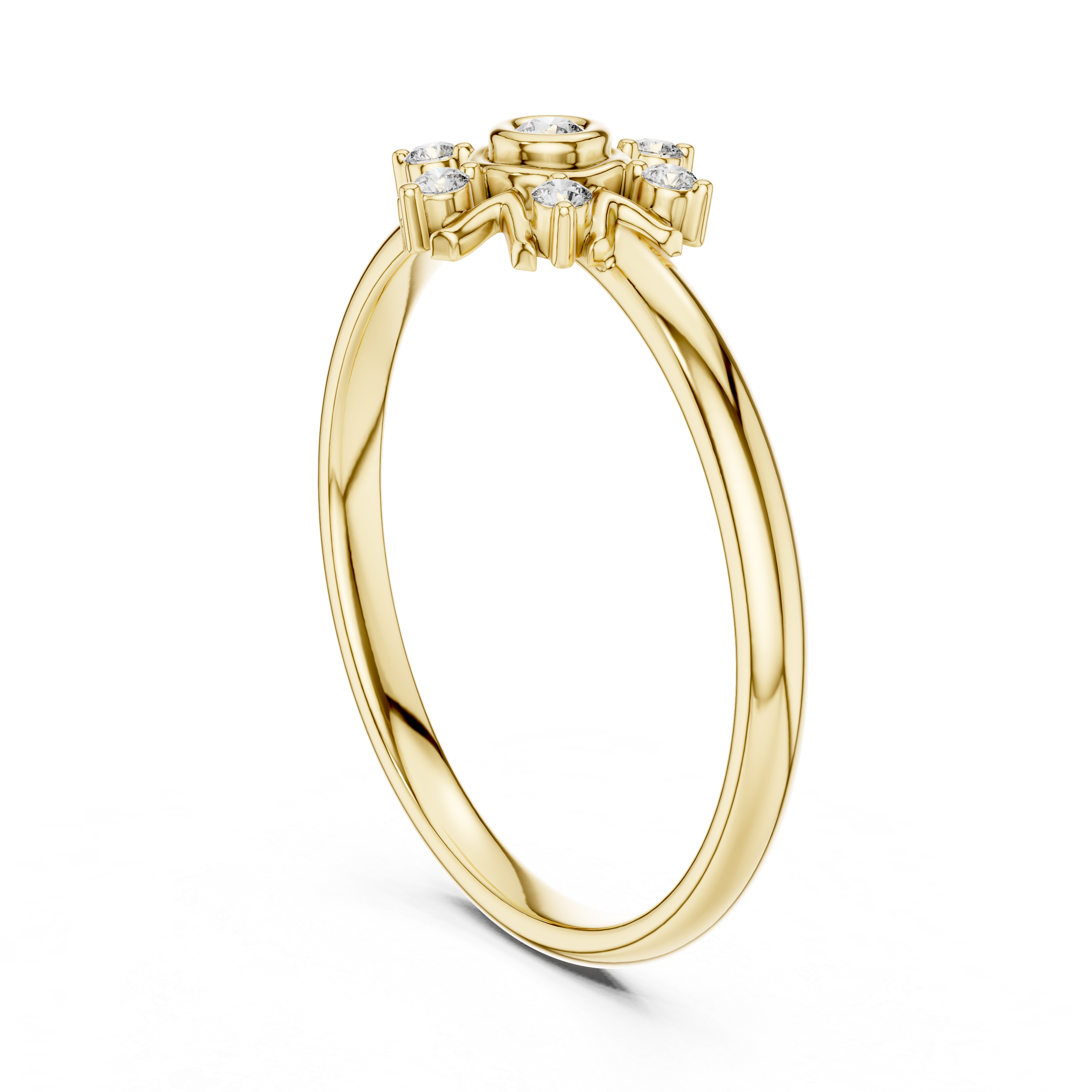 Starburst Bezel Center Diamond Ring