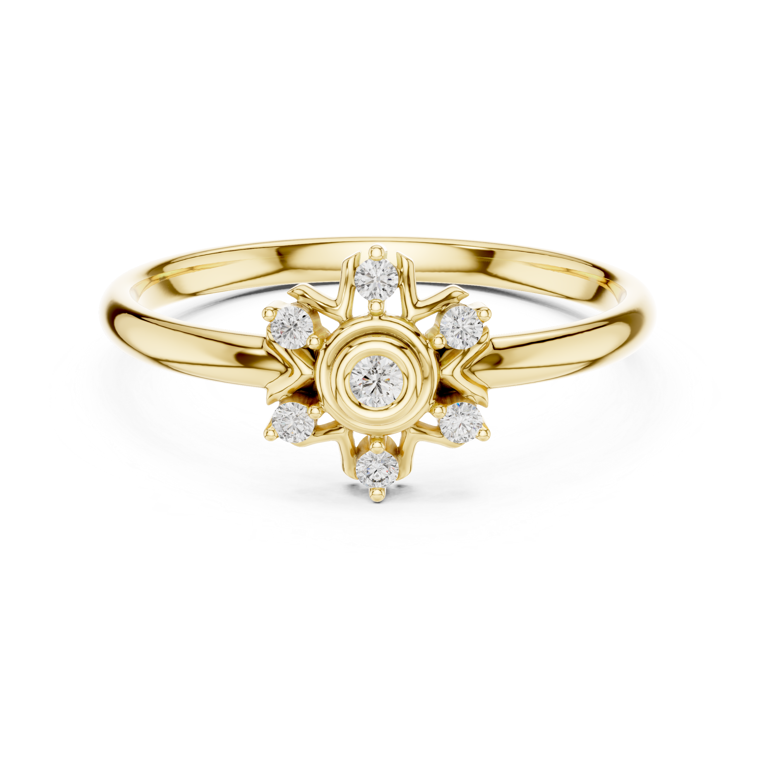Starburst Bezel Center Diamond Ring