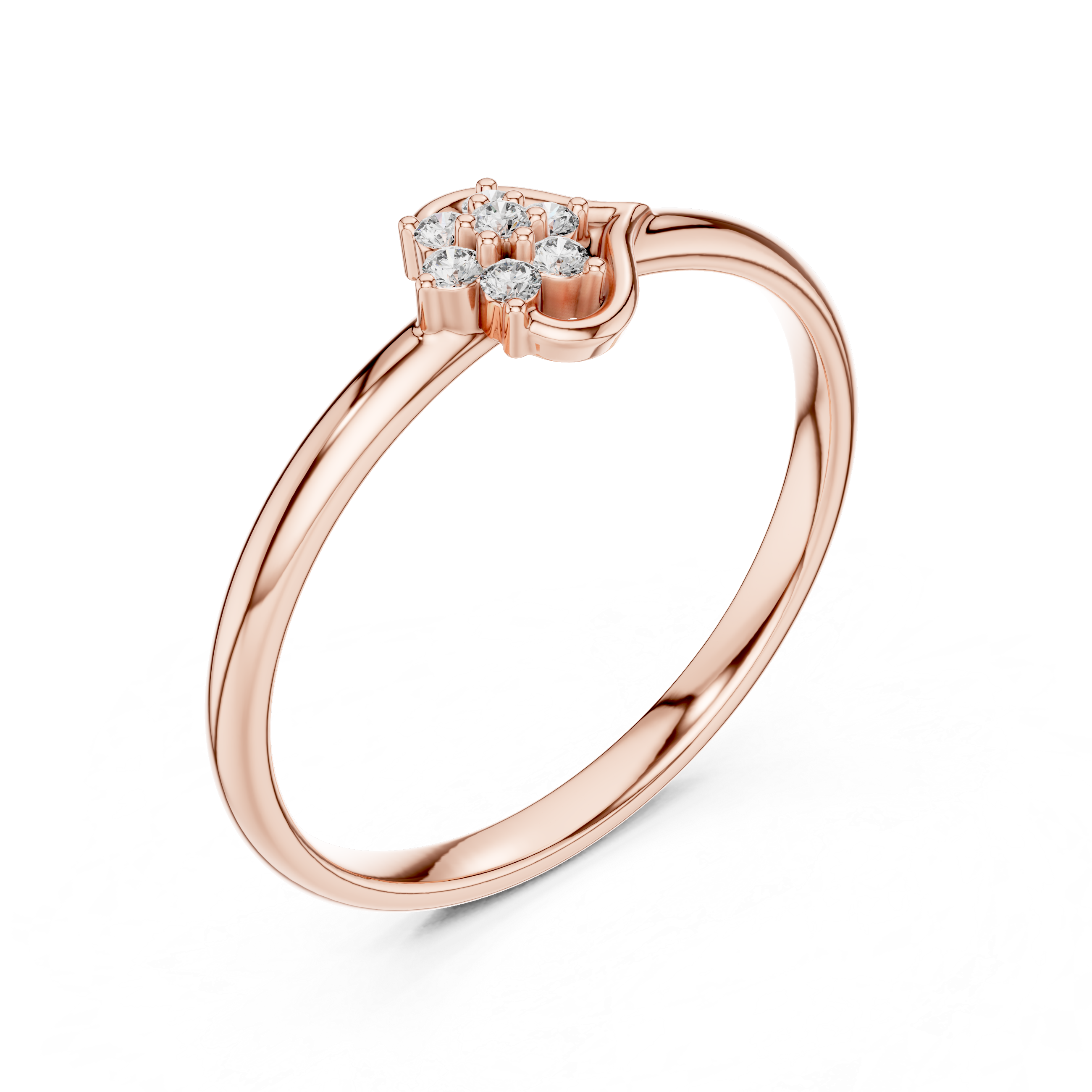 Curved Floral Cluster Diamond Ring