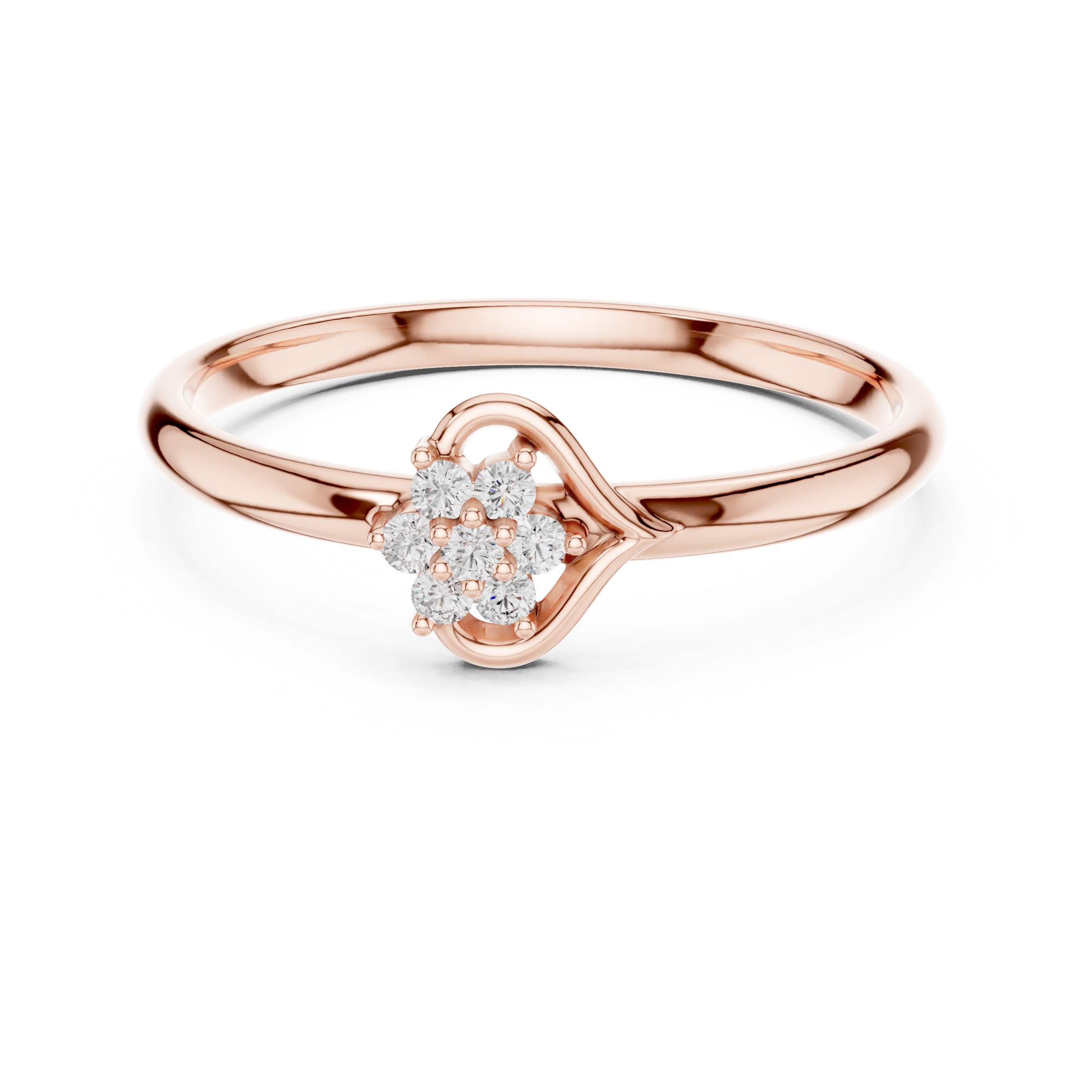 Curved Floral Cluster Diamond Ring