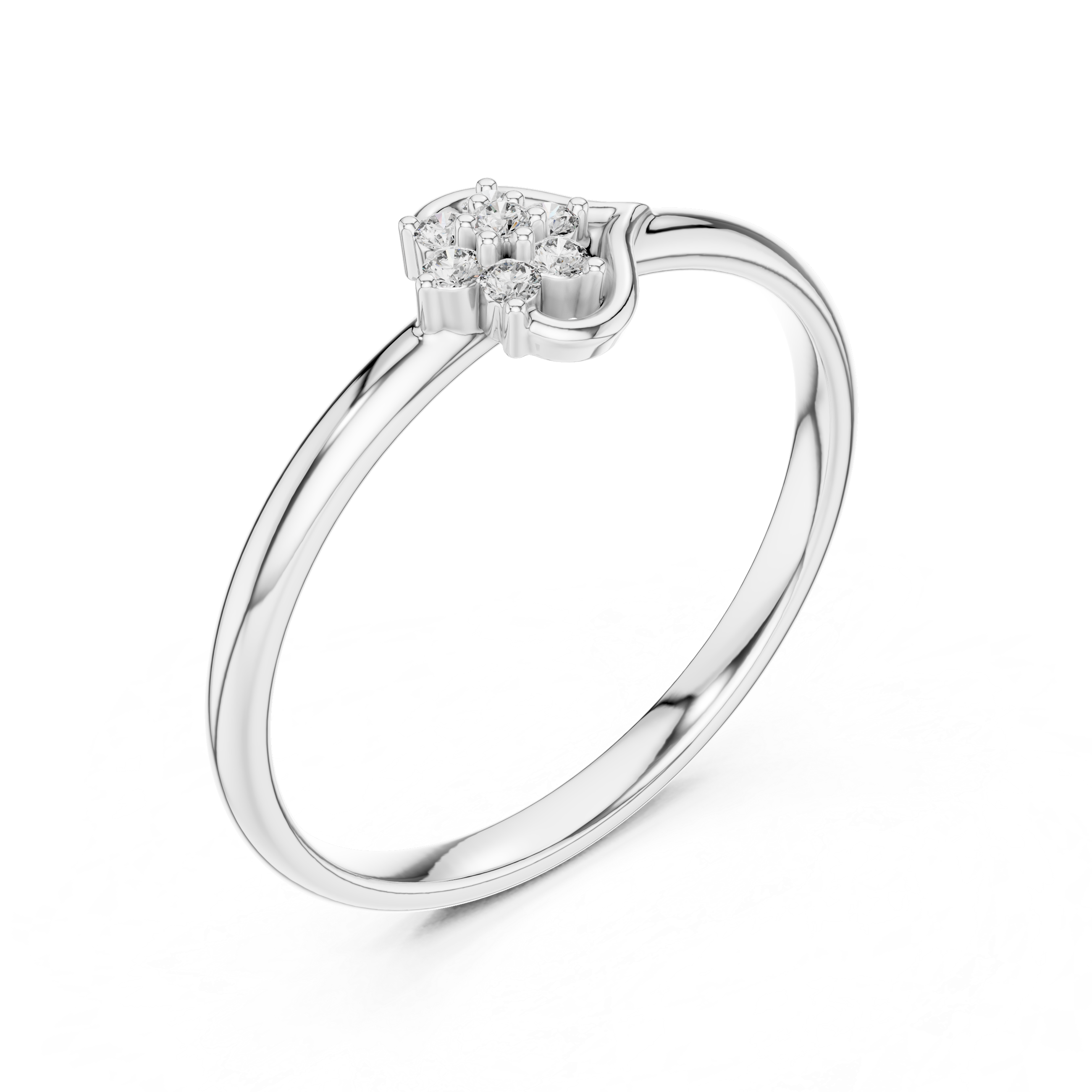 Curved Floral Cluster Diamond Ring