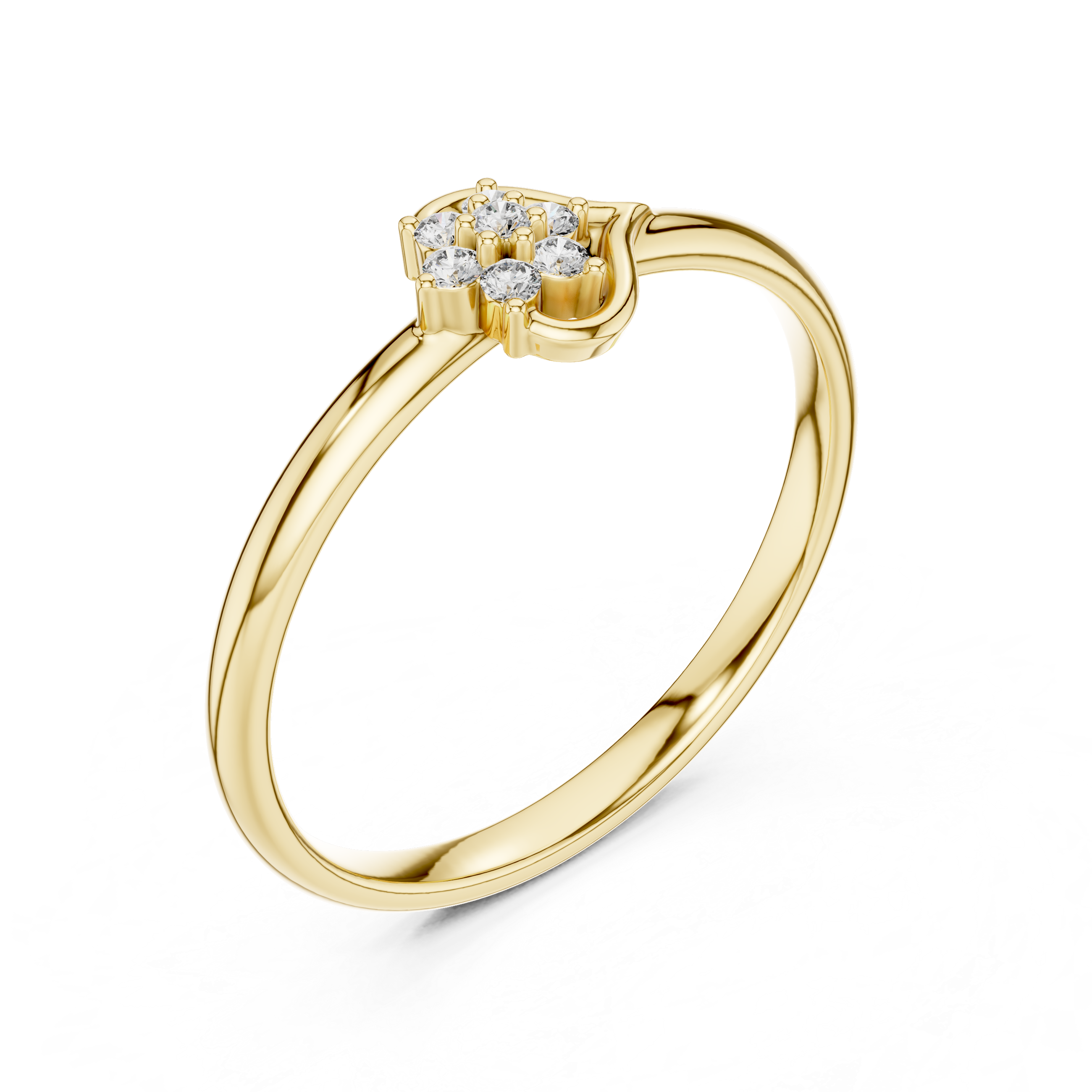 Curved Floral Cluster Diamond Ring