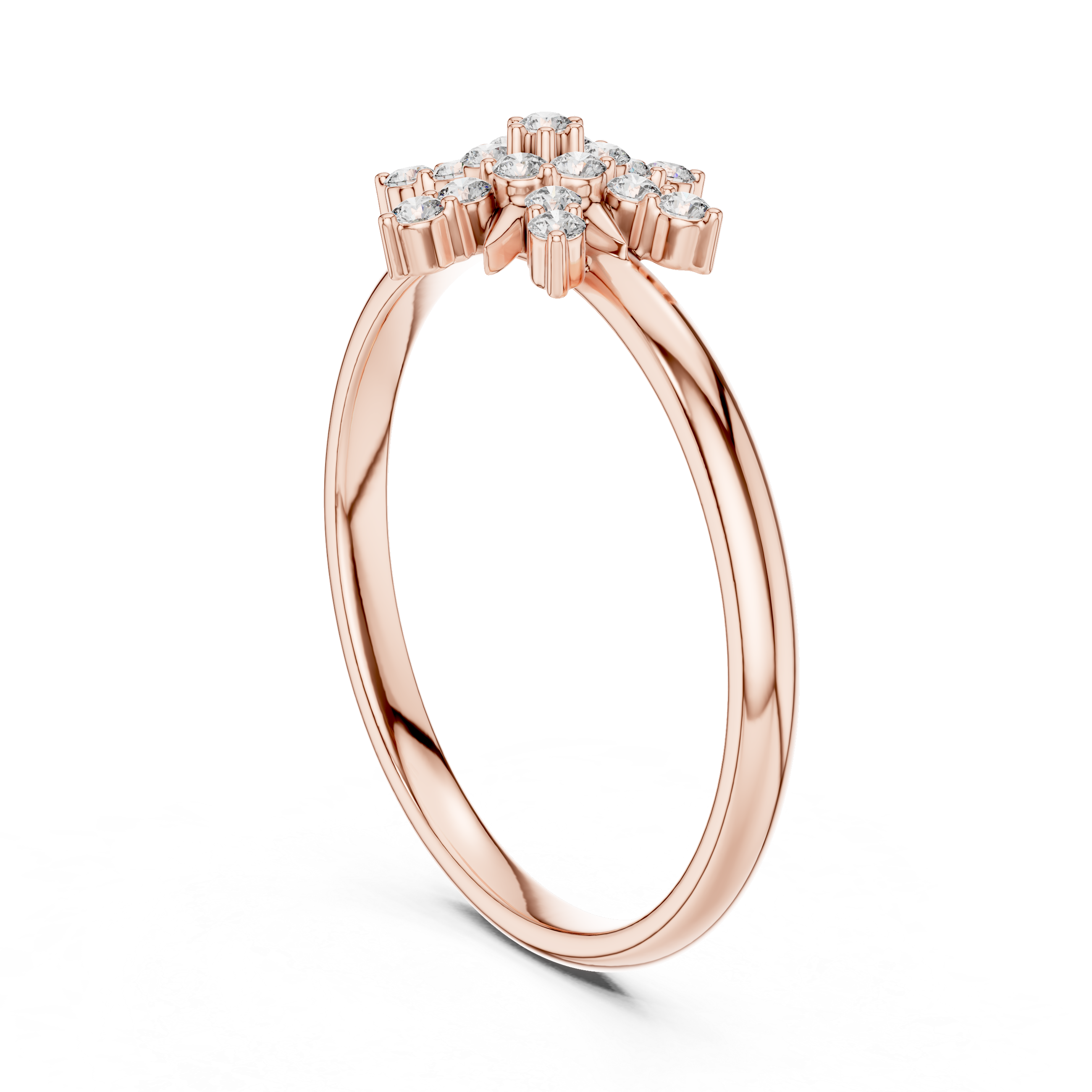 Starburst Diamond Cluster Ring – Radiant Floral Gold Design