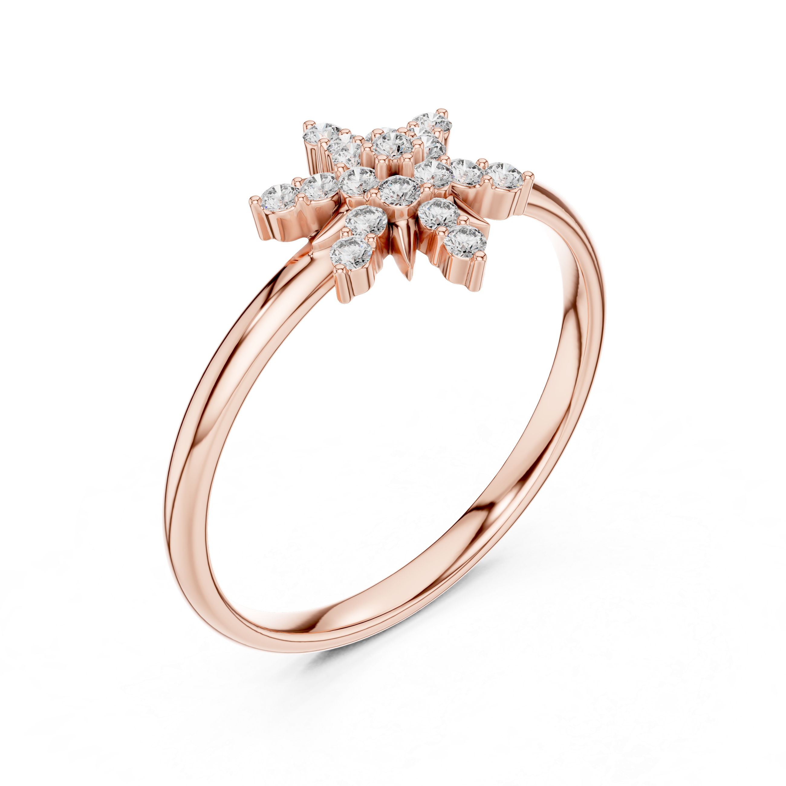 Starburst Diamond Cluster Ring – Radiant Floral Gold Design