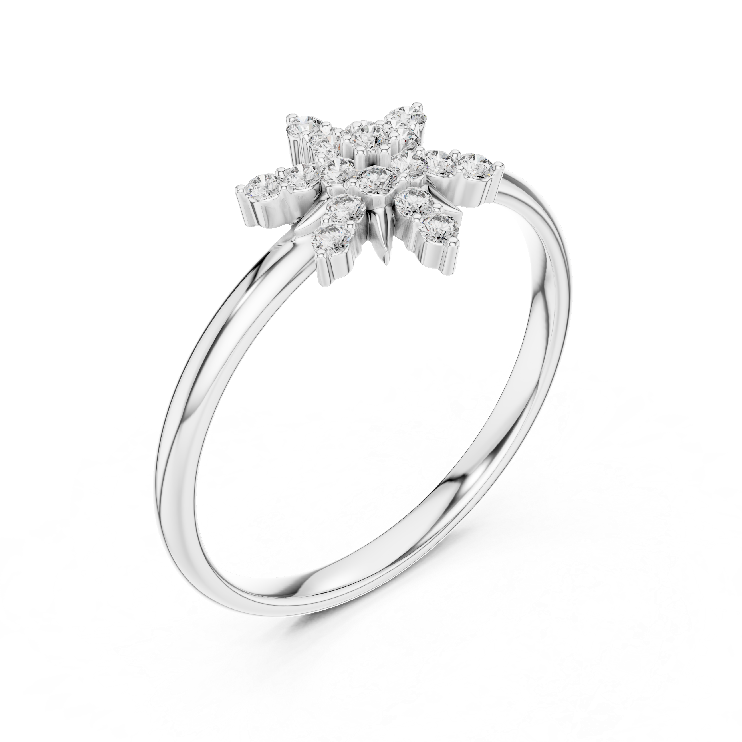 Starburst Diamond Cluster Ring – Radiant Floral Gold Design