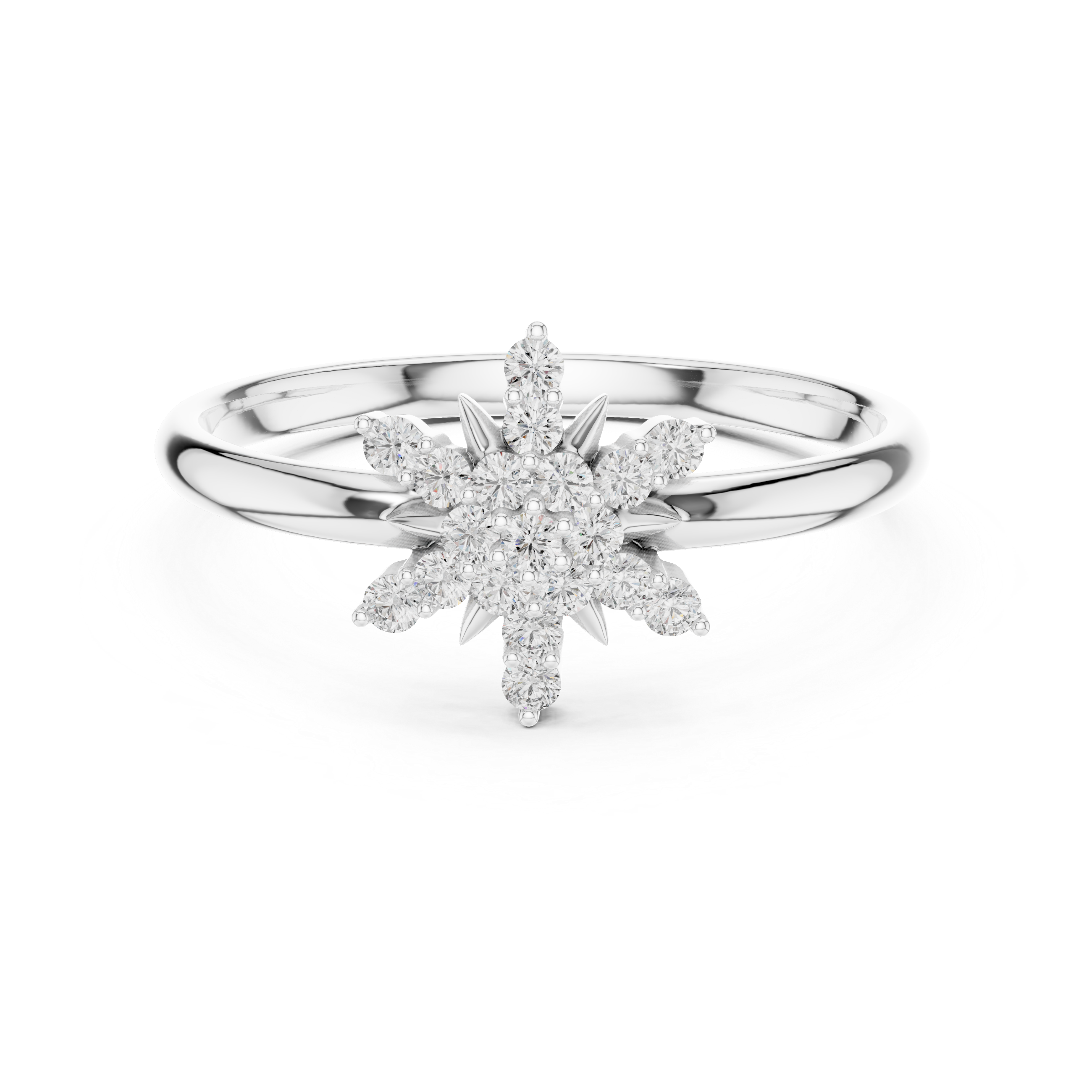 Starburst Diamond Cluster Ring – Radiant Floral Gold Design
