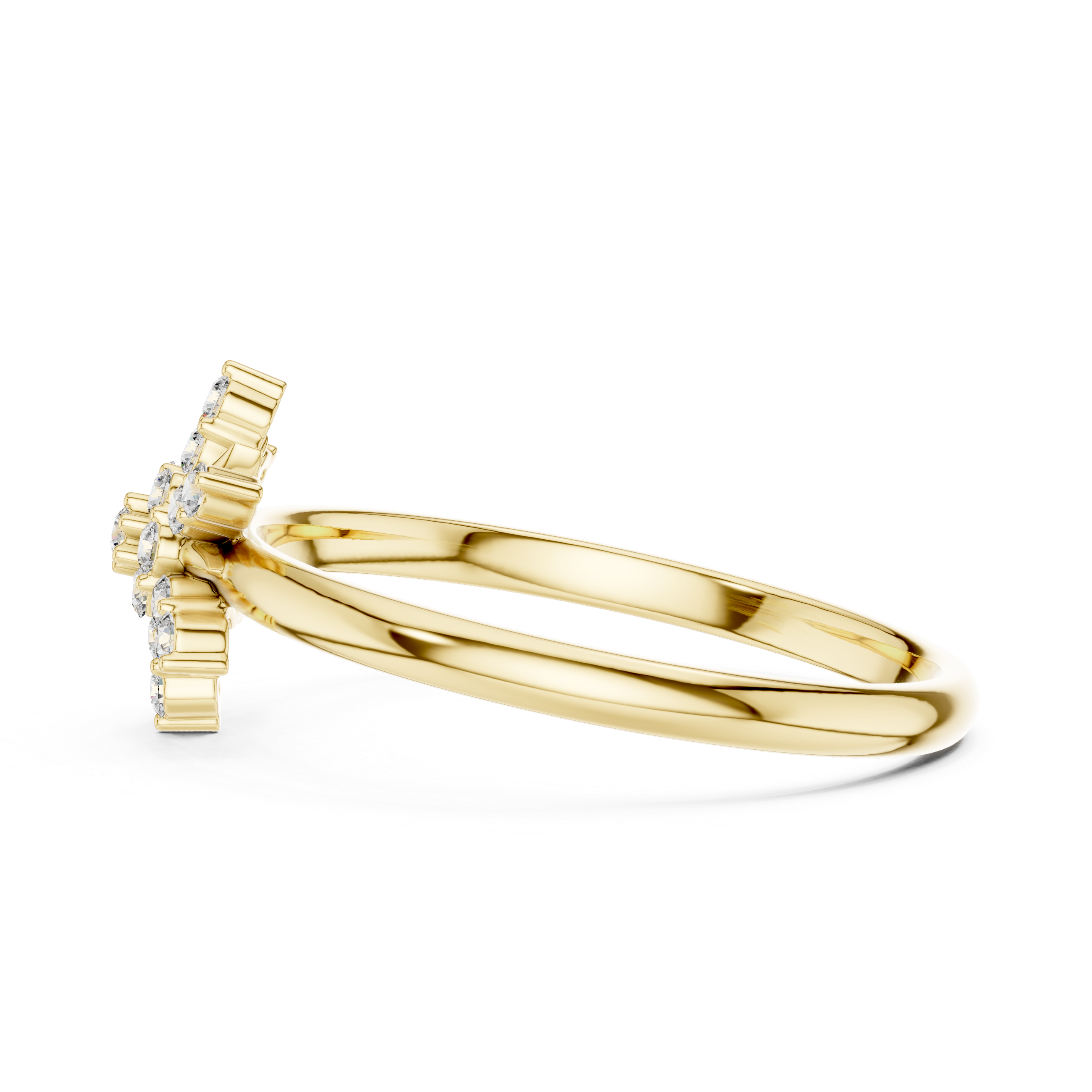 Starburst Diamond Cluster Ring – Radiant Floral Gold Design