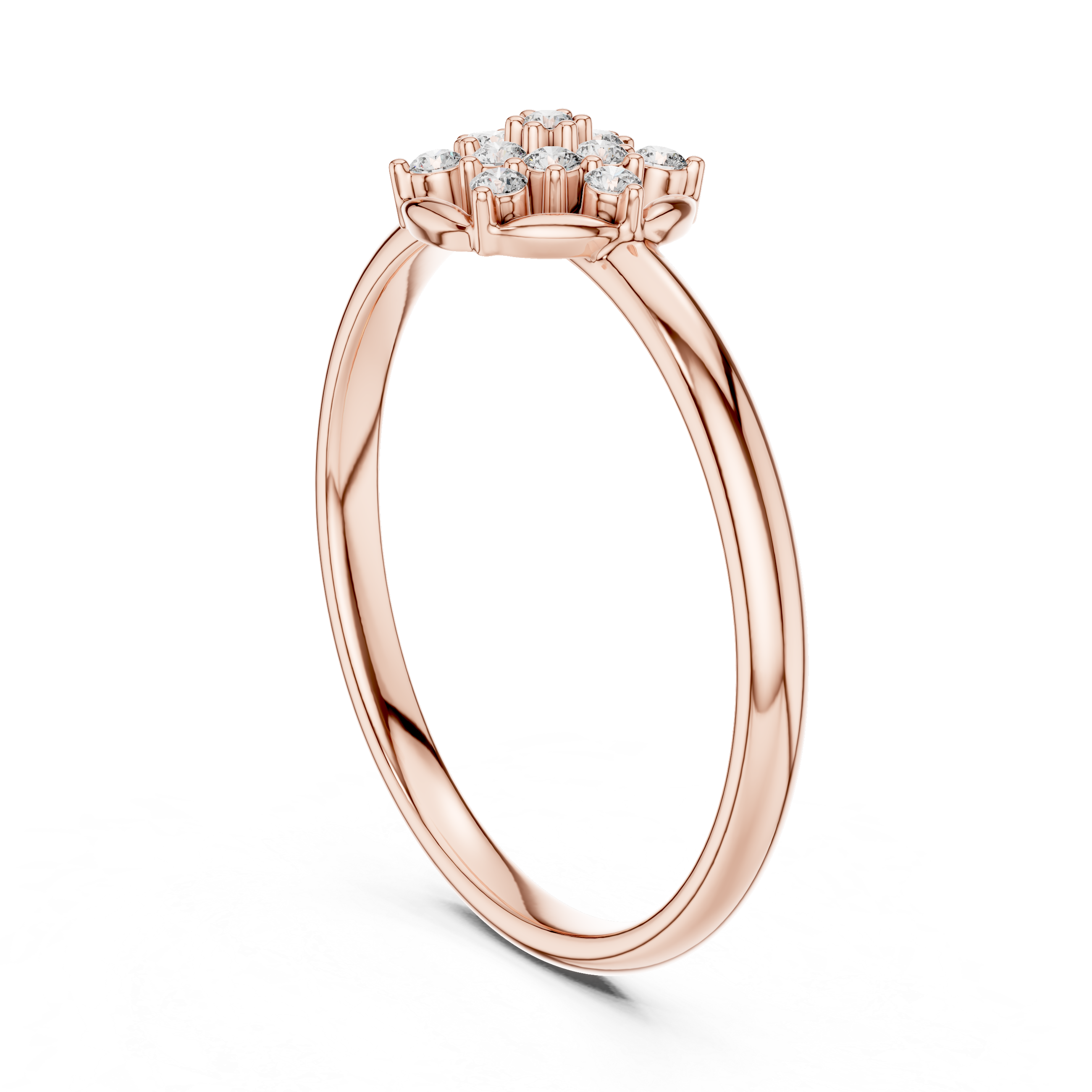 Classic Round Diamond Cluster Ring – Minimal Gold Halo Design