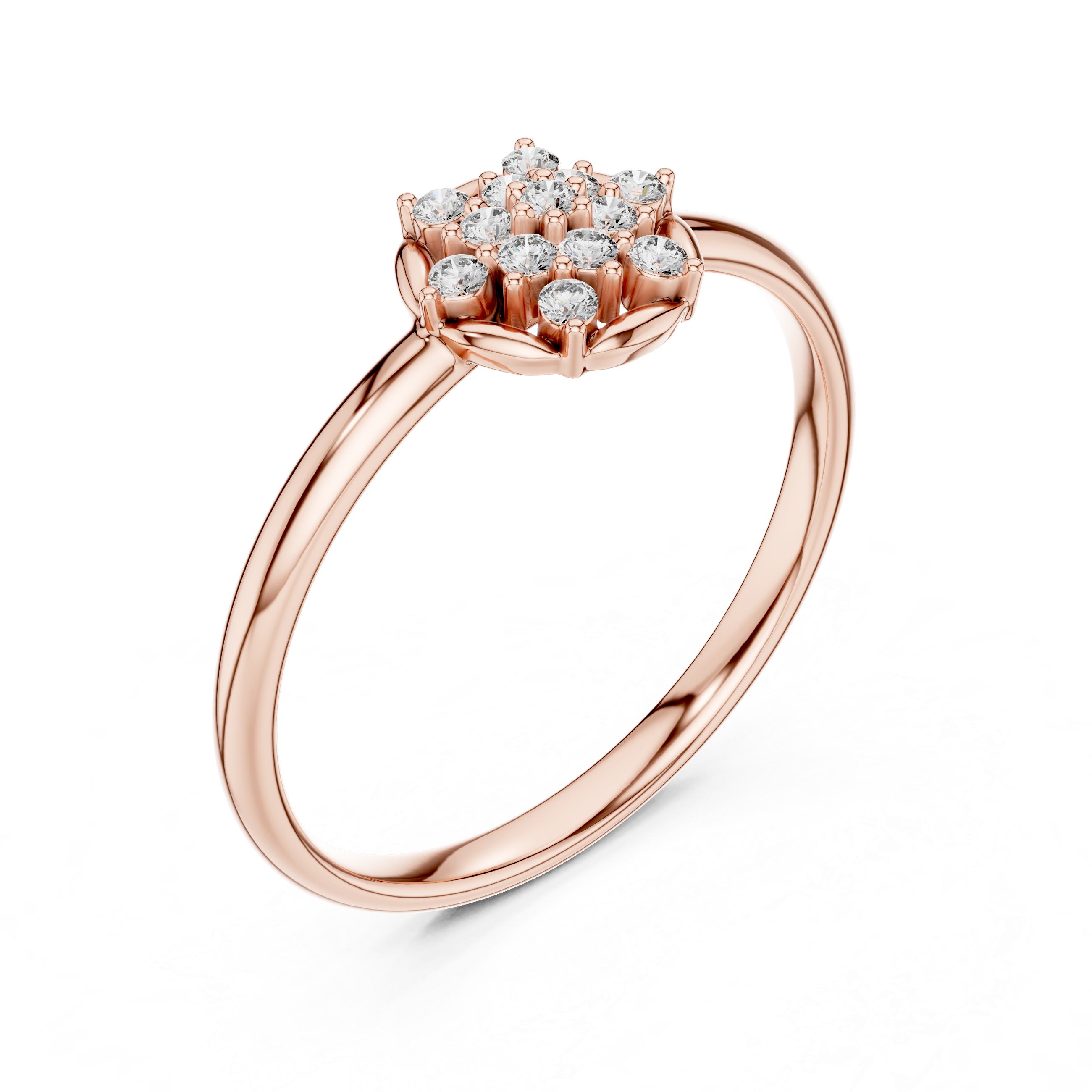 Classic Round Diamond Cluster Ring – Minimal Gold Halo Design