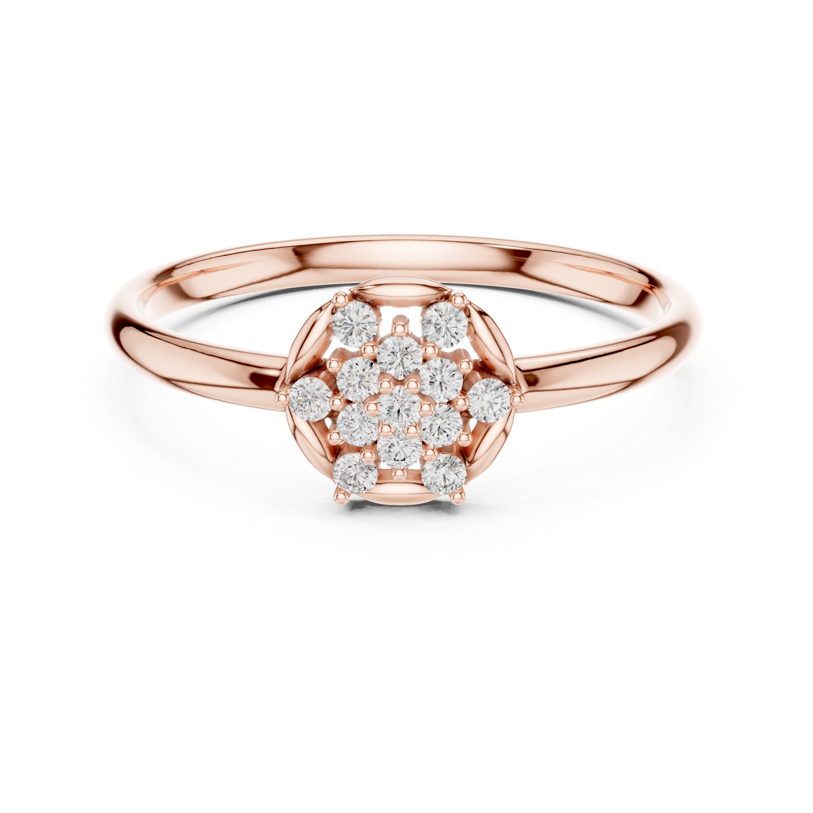 Classic Round Diamond Cluster Ring – Minimal Gold Halo Design