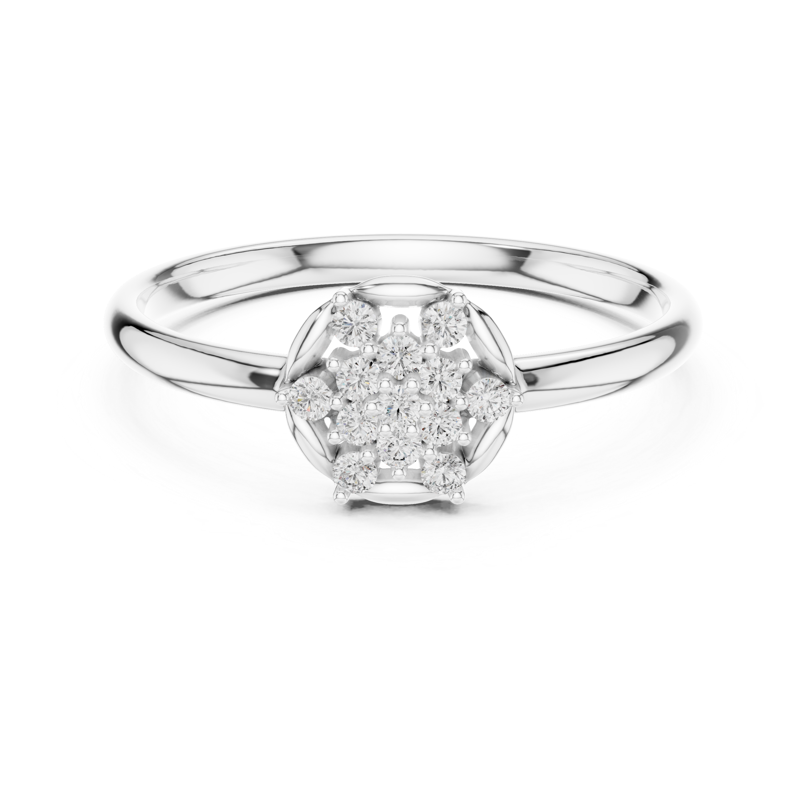 Classic Round Diamond Cluster Ring – Minimal Gold Halo Design