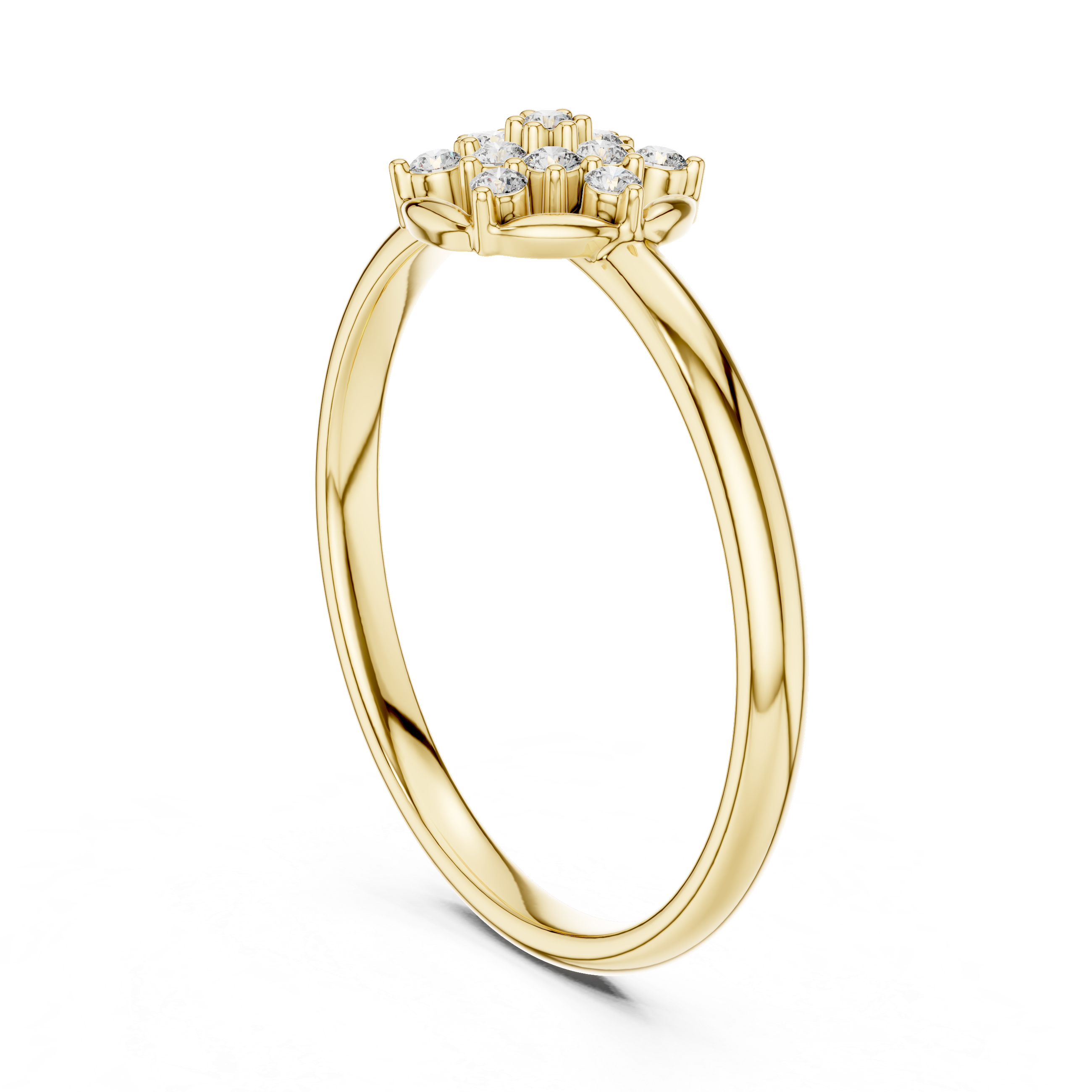 Classic Round Diamond Cluster Ring – Minimal Gold Halo Design