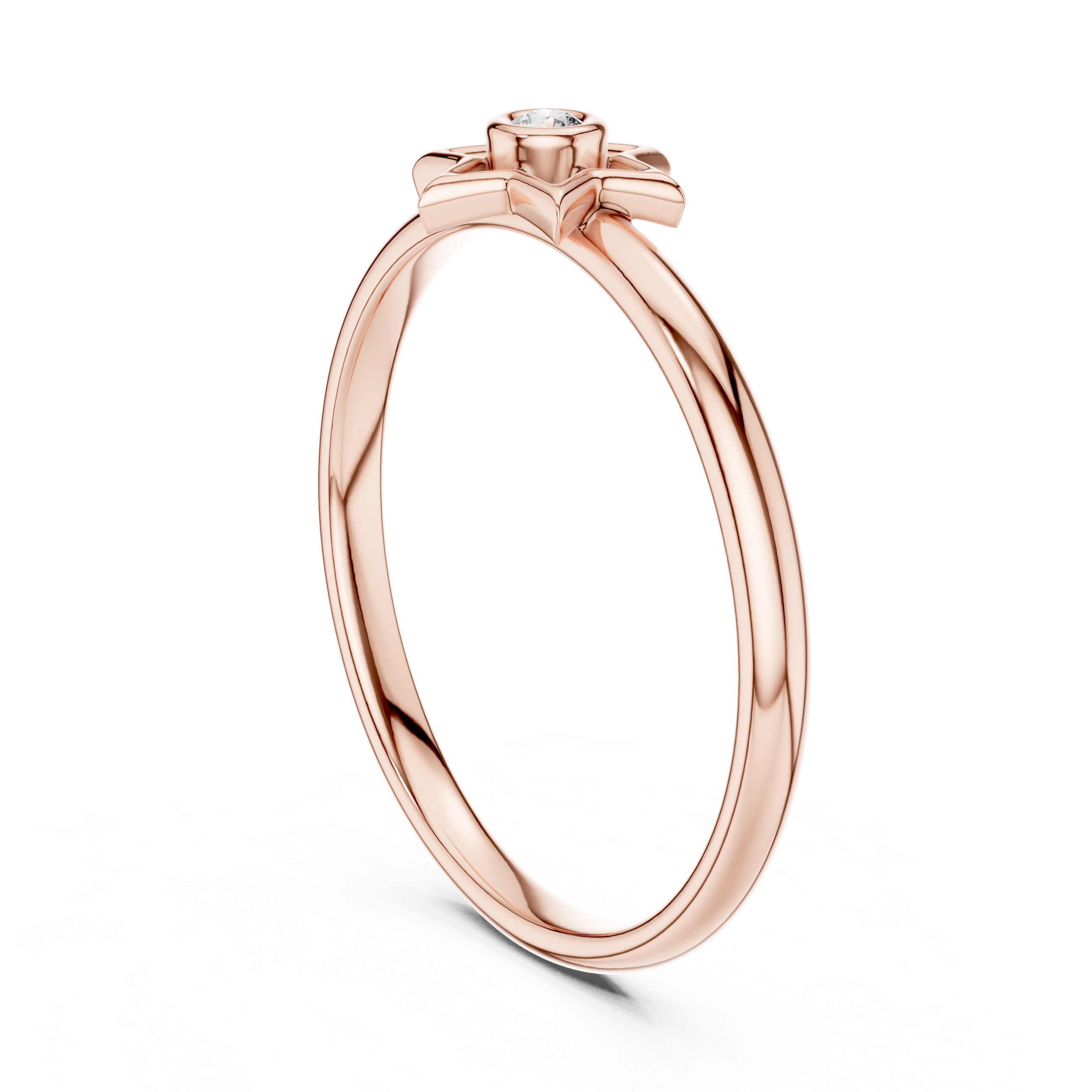 Minimal Star Diamond Ring – Bezel Set Celestial Design