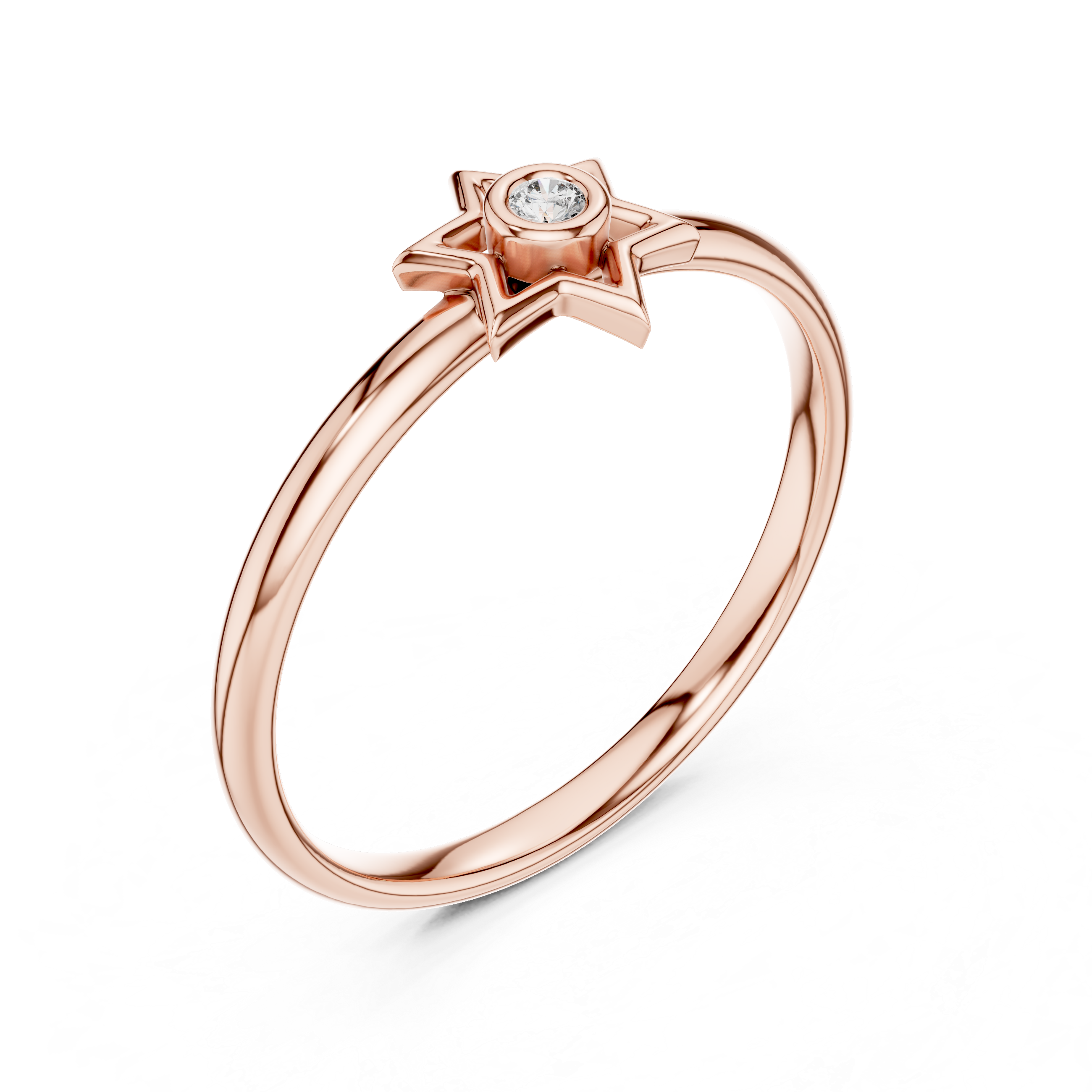 Minimal Star Diamond Ring – Bezel Set Celestial Design