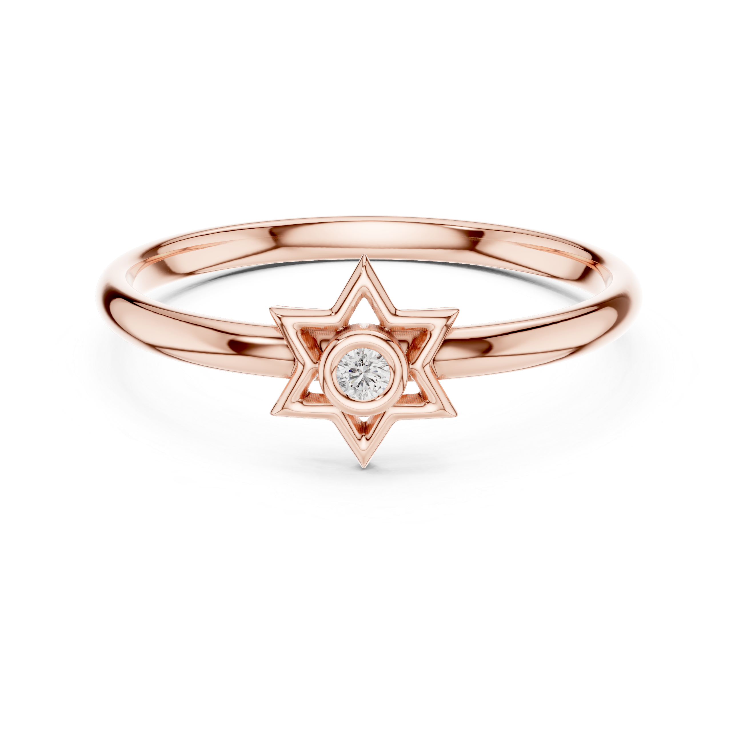 Minimal Star Diamond Ring – Bezel Set Celestial Design