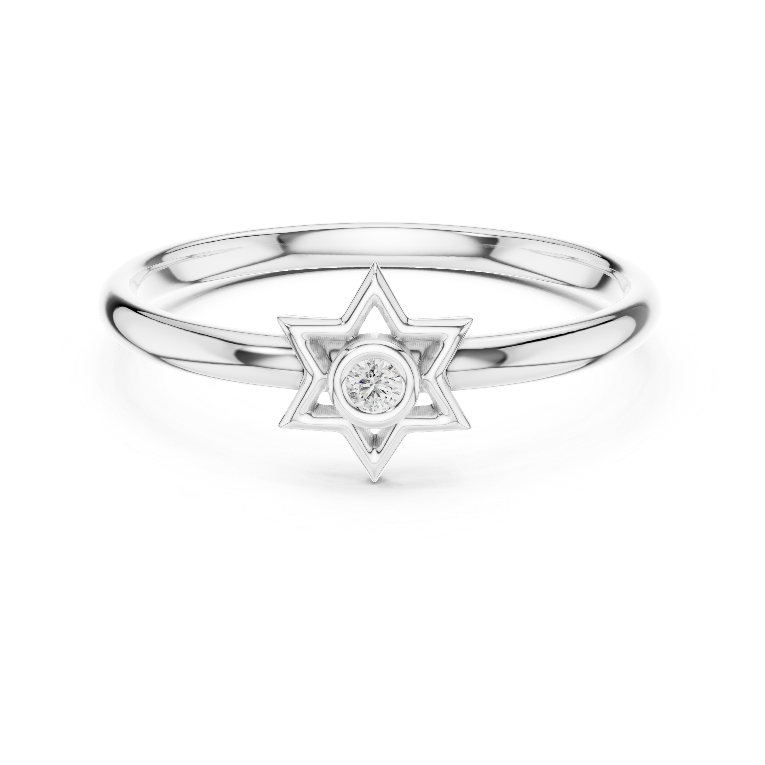 Minimal Star Diamond Ring – Bezel Set Celestial Design