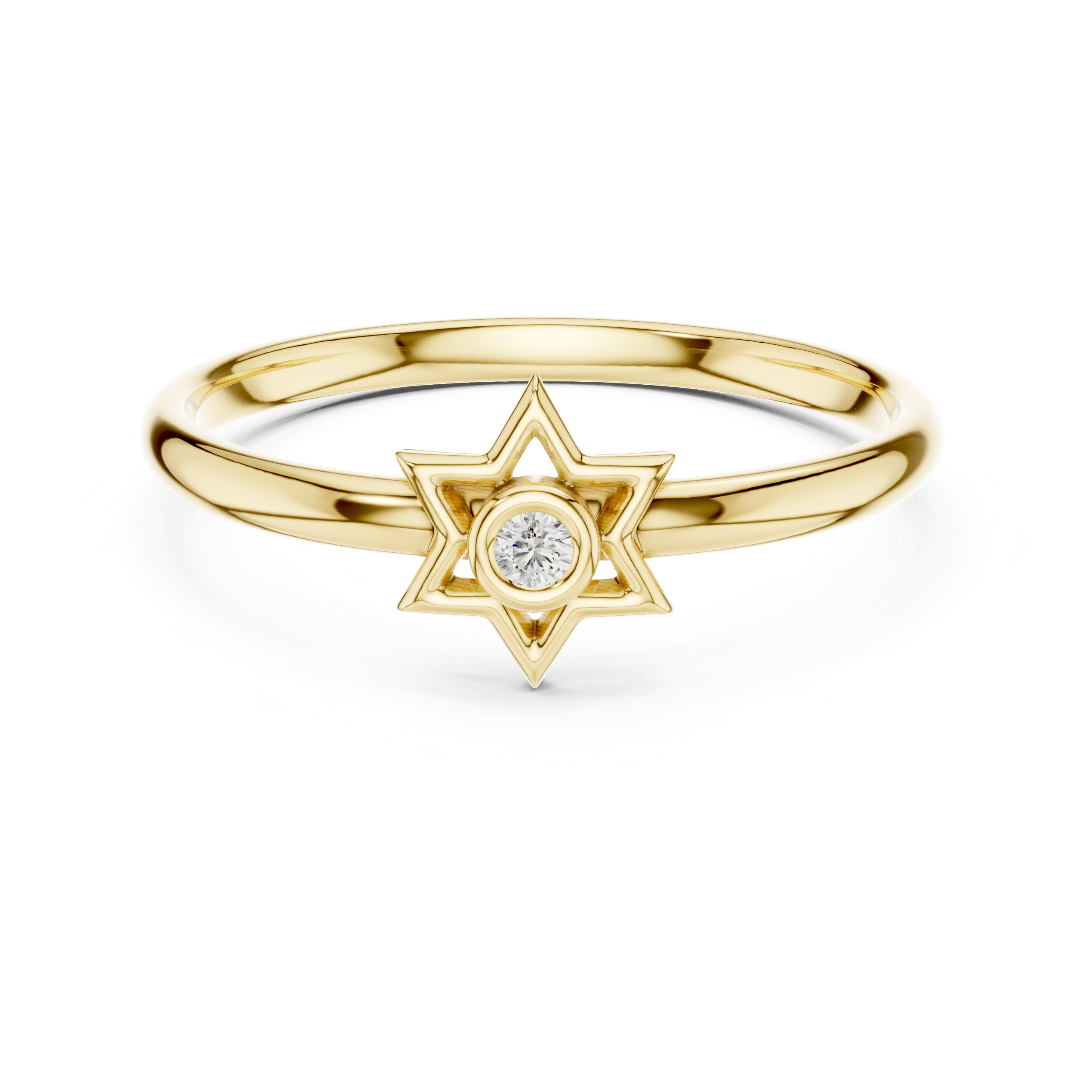 Minimal Star Diamond Ring – Bezel Set Celestial Design