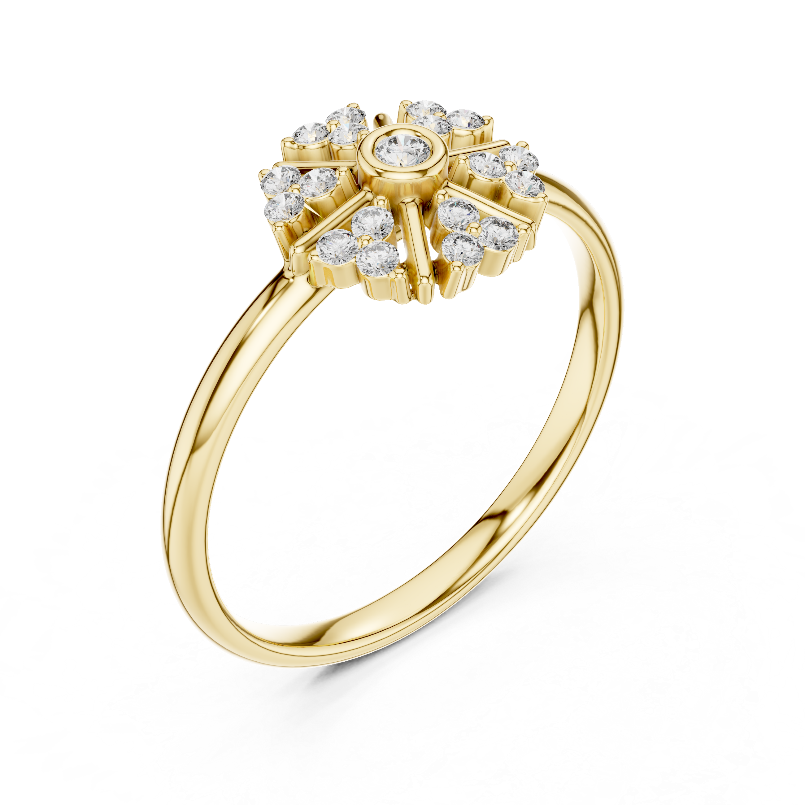 Radiant Diamond Cluster Ring – Sunburst Halo Design