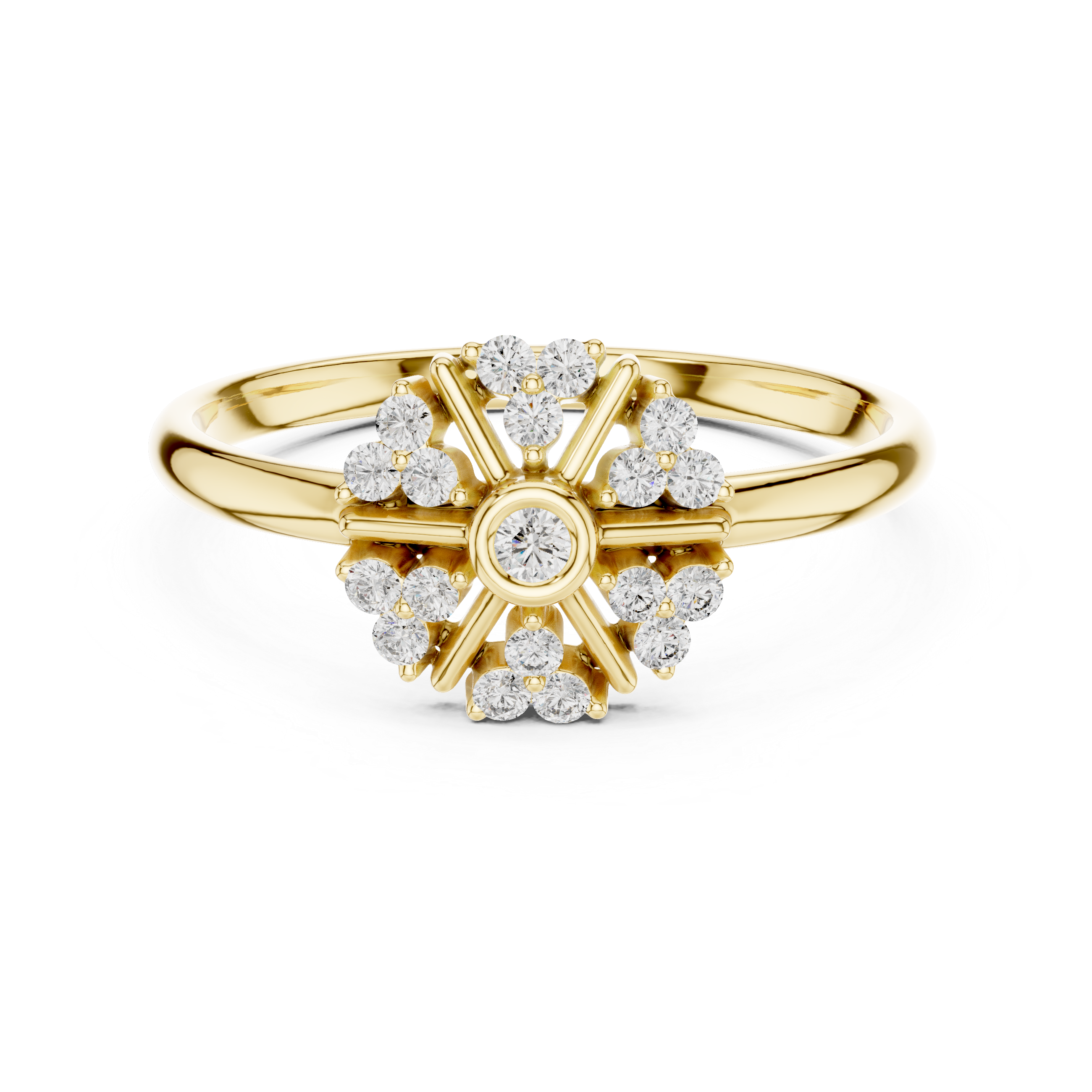 Radiant Diamond Cluster Ring – Sunburst Halo Design