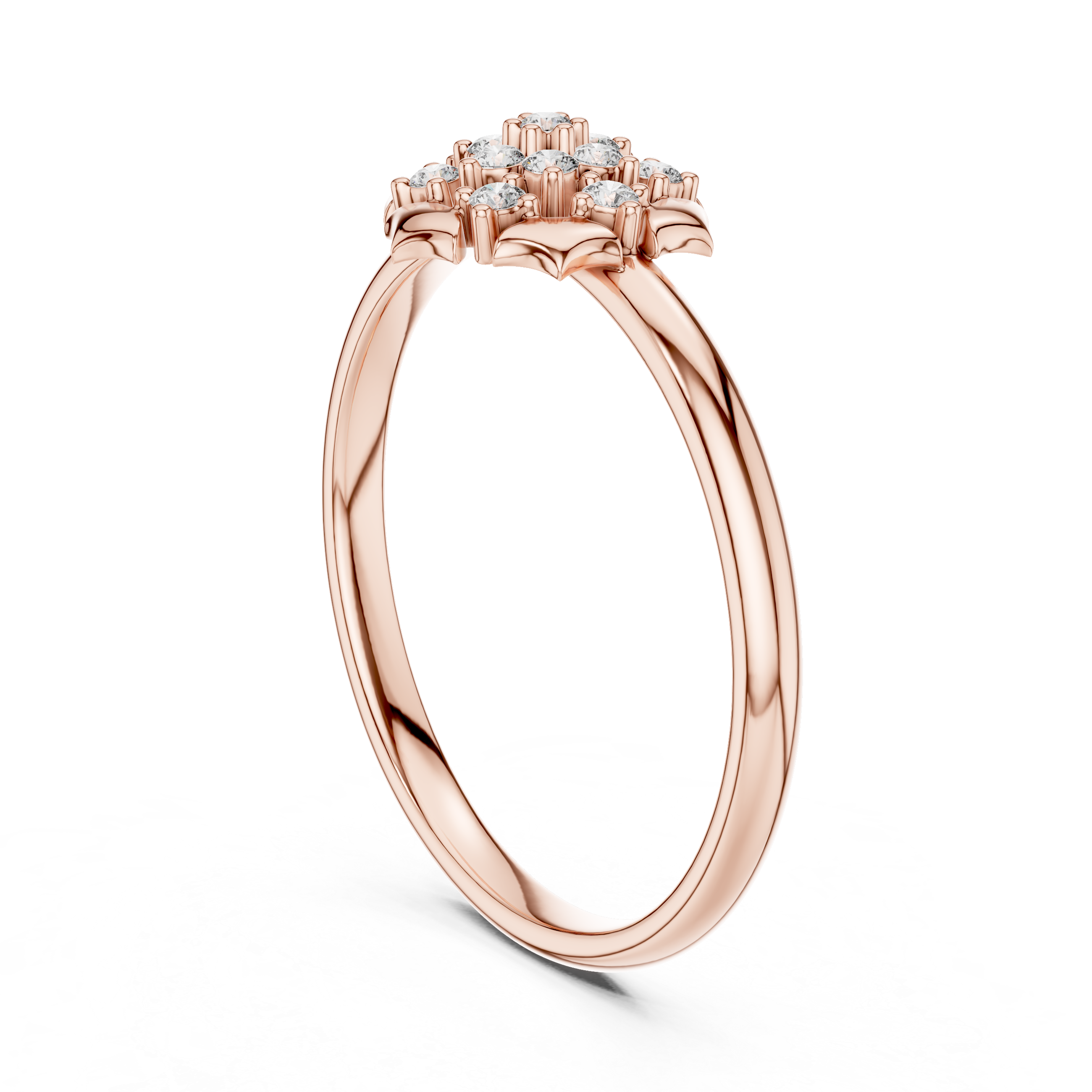 Floral Cluster Diamond Ring – Structured Petal Frame Design