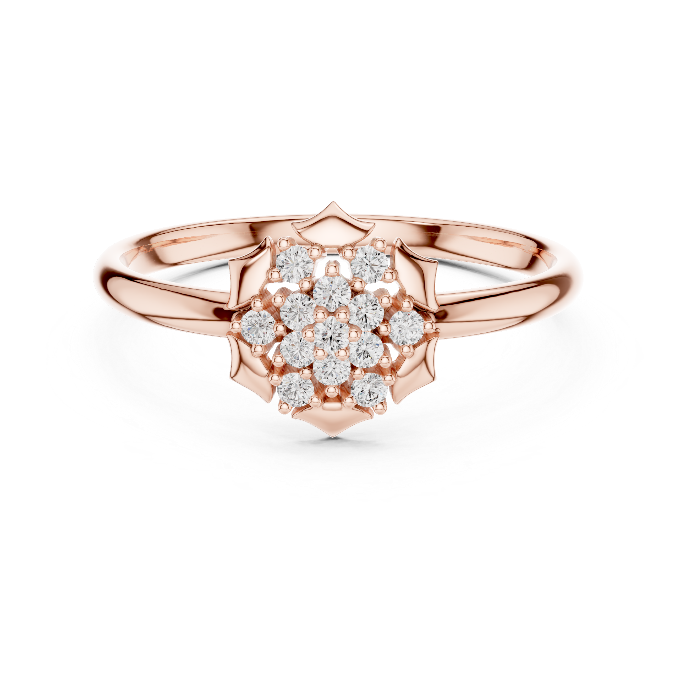 Floral Cluster Diamond Ring – Structured Petal Frame Design