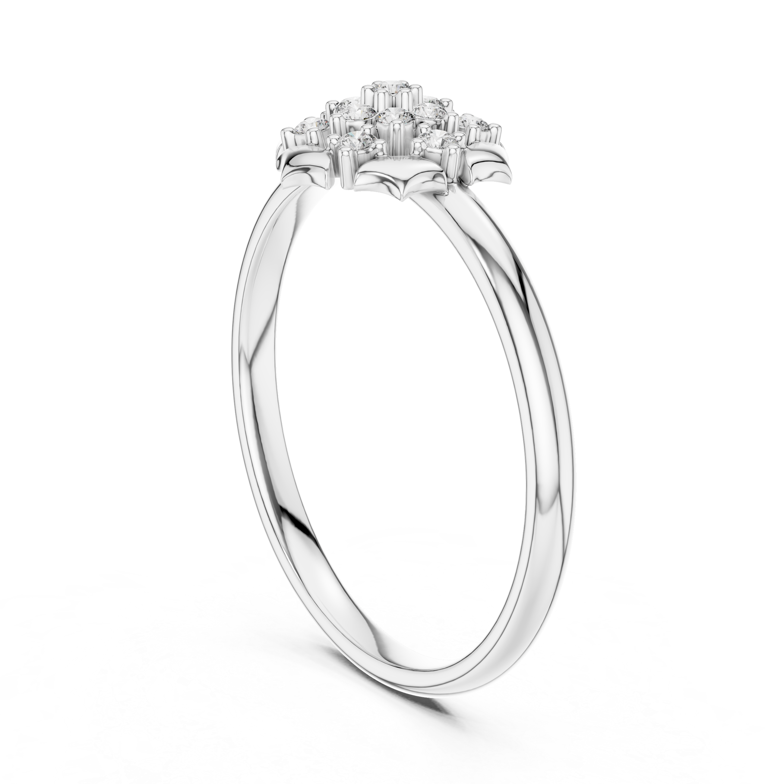 Floral Cluster Diamond Ring – Structured Petal Frame Design