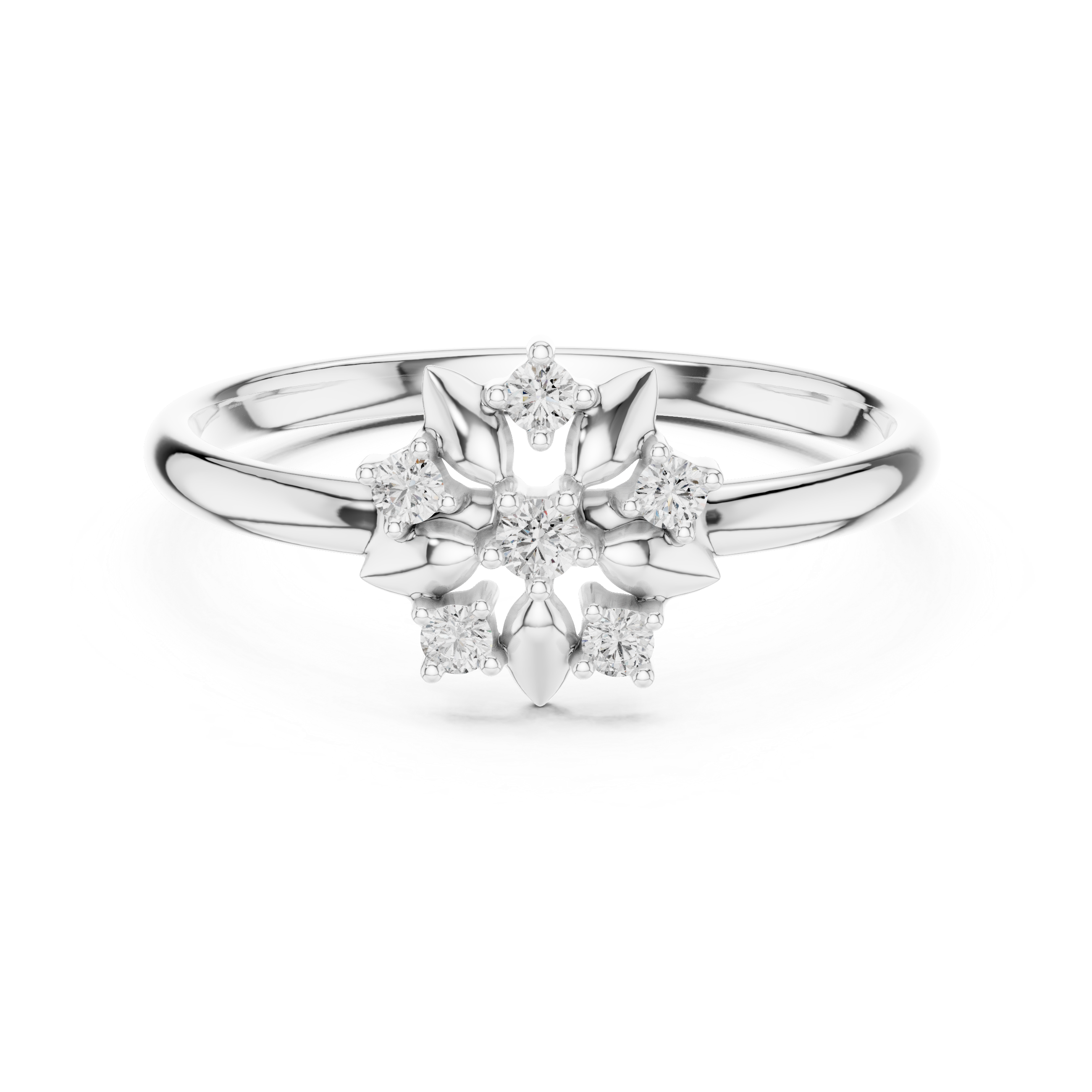 Petal Bloom Diamond Ring – Sculpted Floral Cluster Design