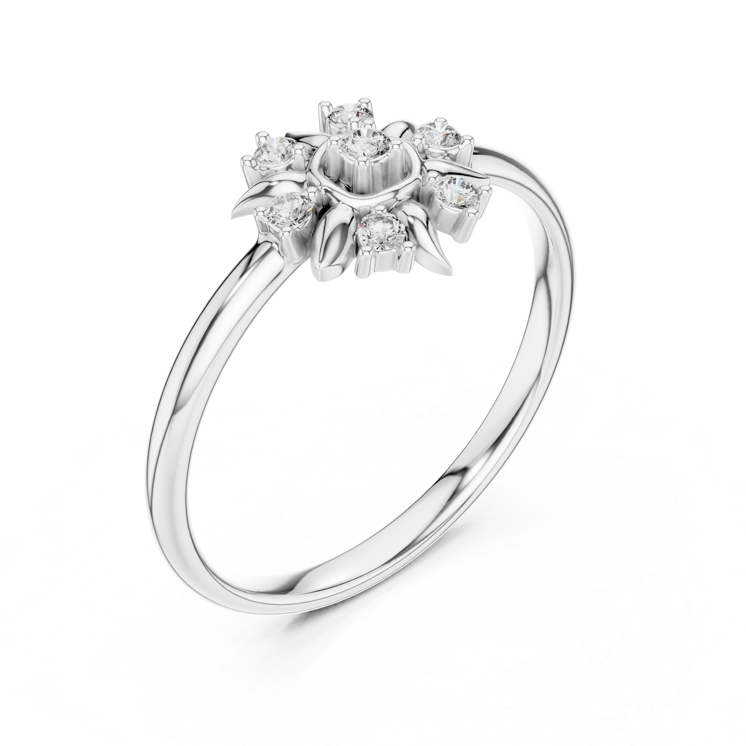 Sunburst Floral Diamond Ring – Radiant Petal Cluster Design