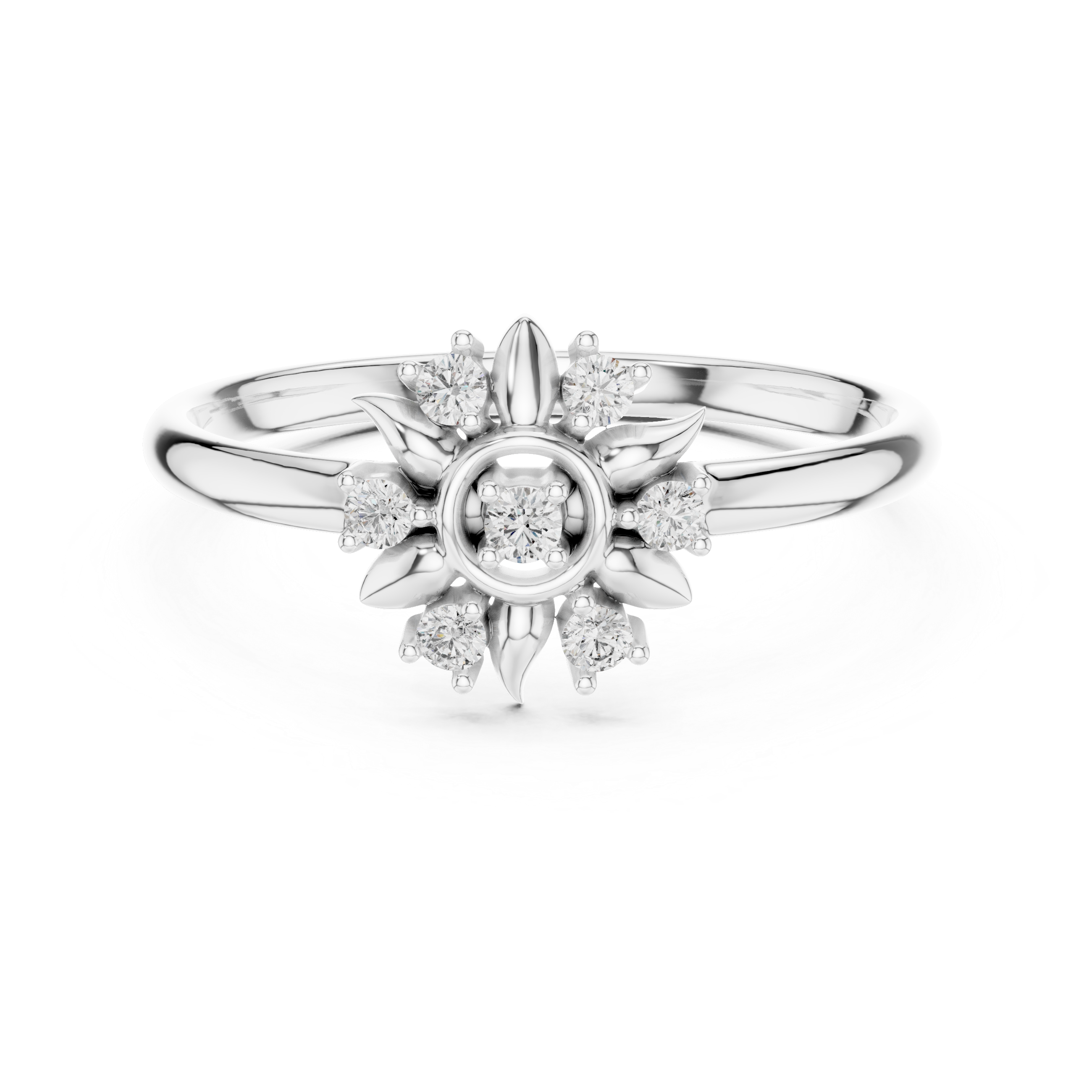 Sunburst Floral Diamond Ring – Radiant Petal Cluster Design