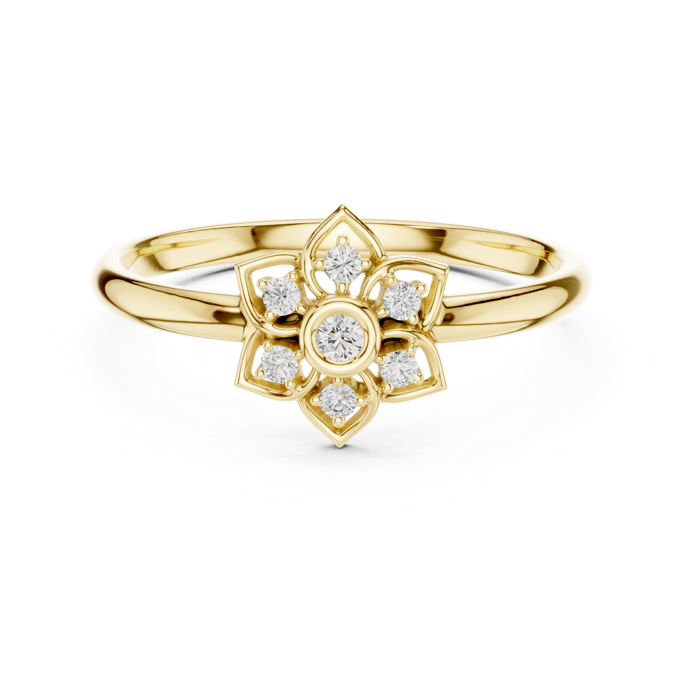 Petal Star Diamond Ring – Geometric Floral Cluster Design