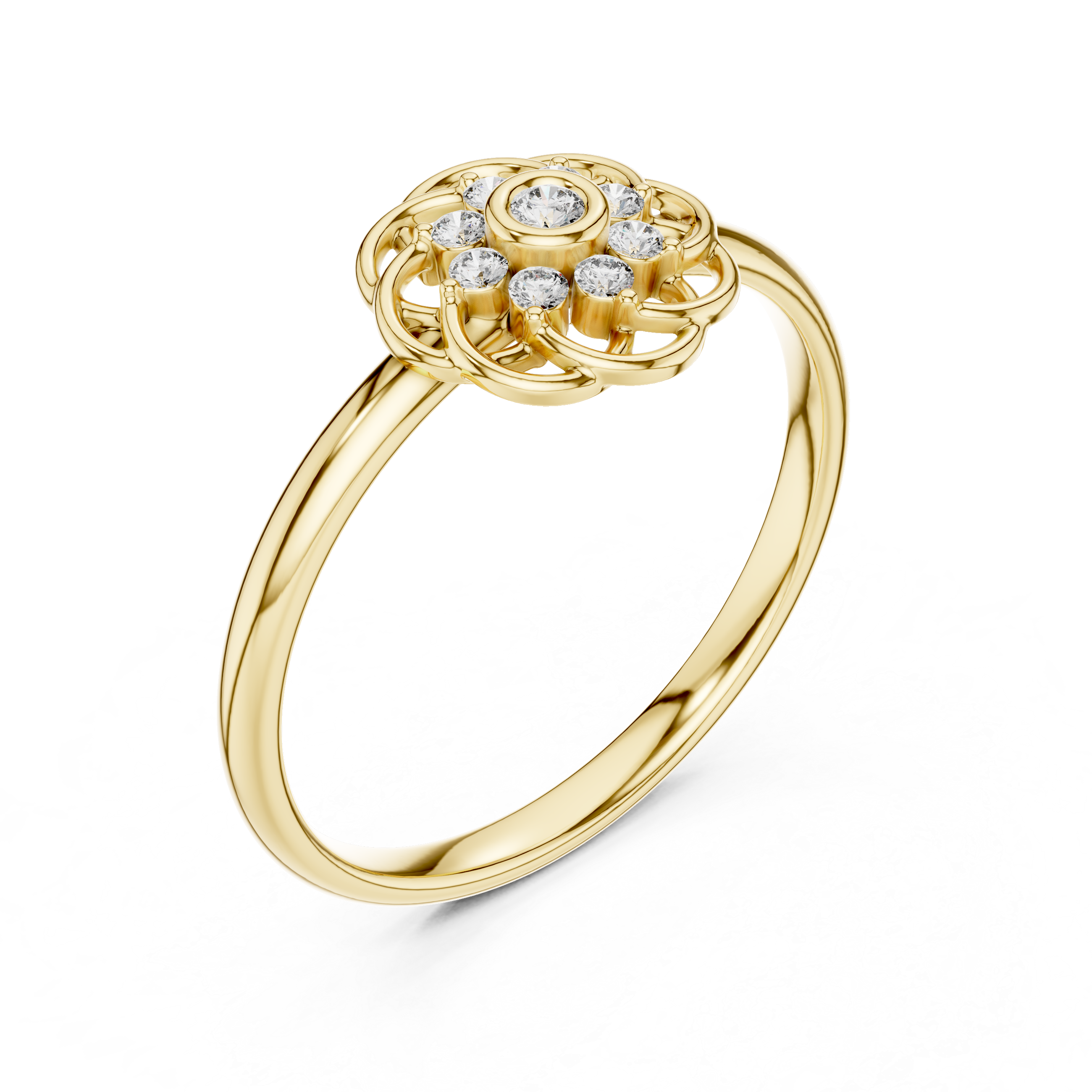 Openwork Floral Diamond Ring – Vintage Inspired Cluster Design