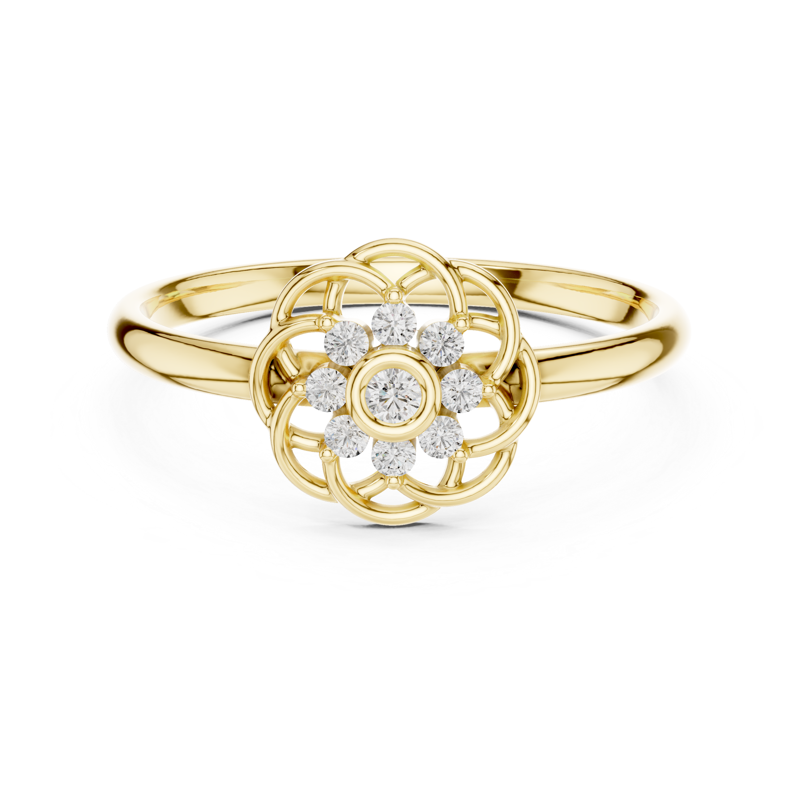 Openwork Floral Diamond Ring – Vintage Inspired Cluster Design