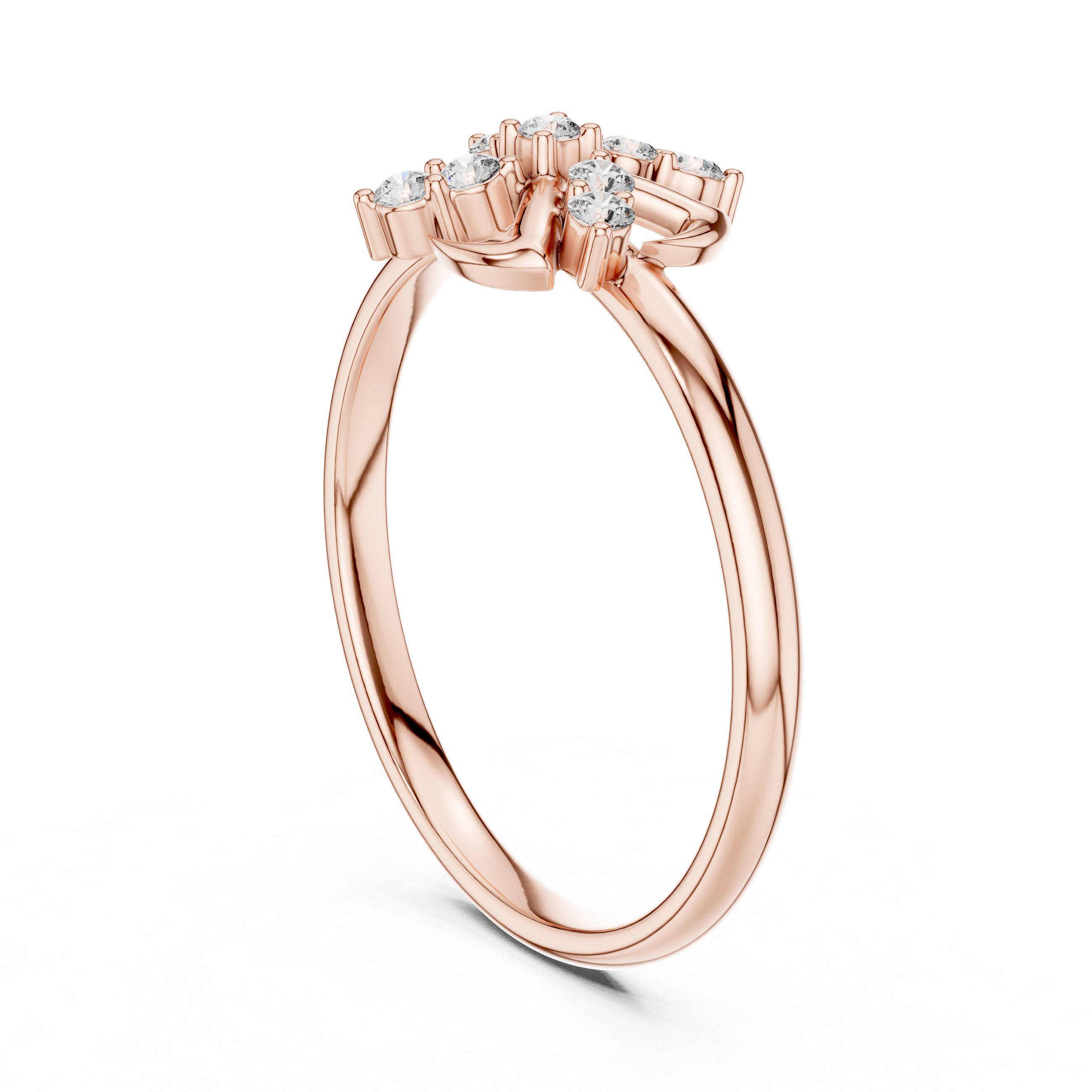 Swirl Cross Diamond Cluster Ring – Modern Floral Twist Design