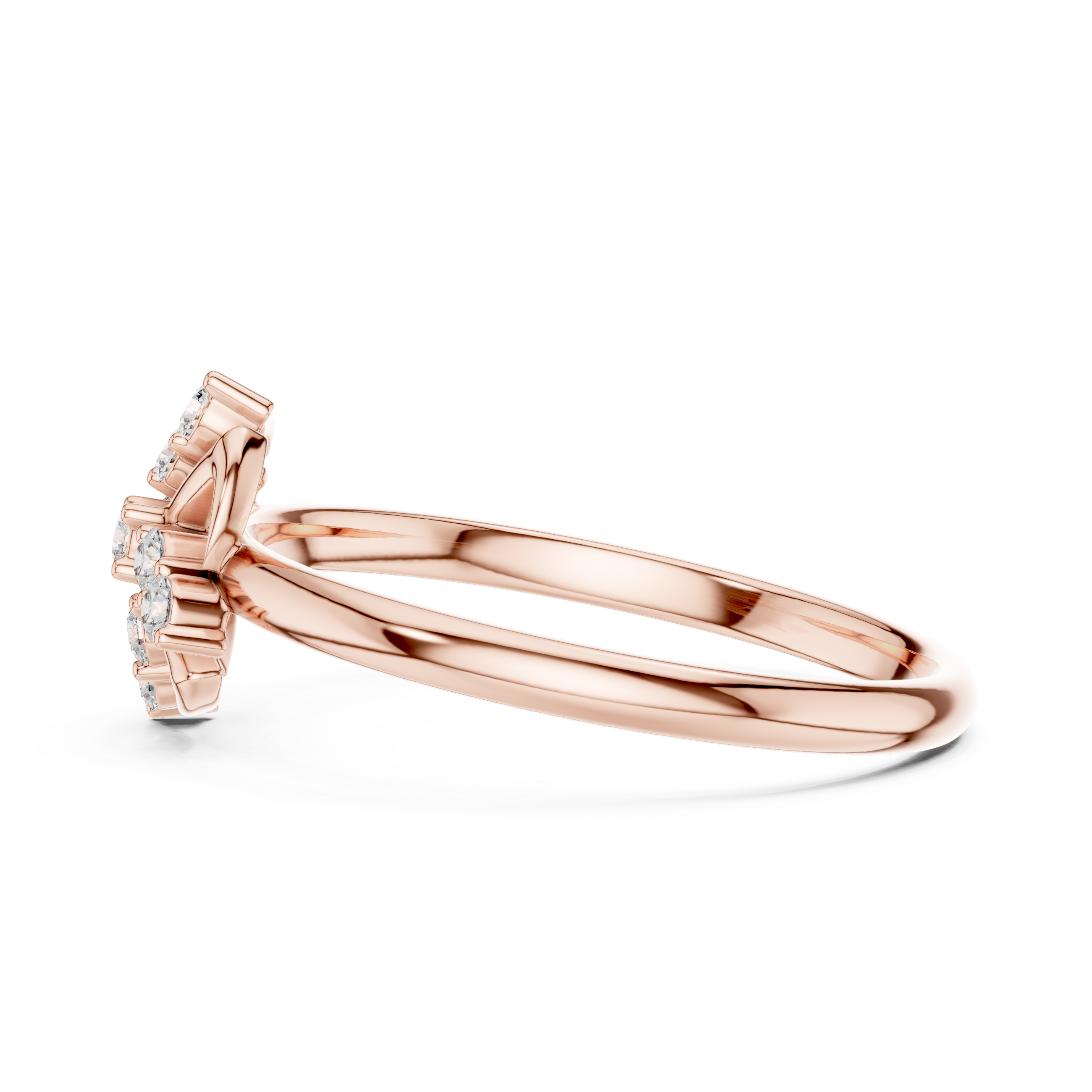 Swirl Cross Diamond Cluster Ring – Modern Floral Twist Design