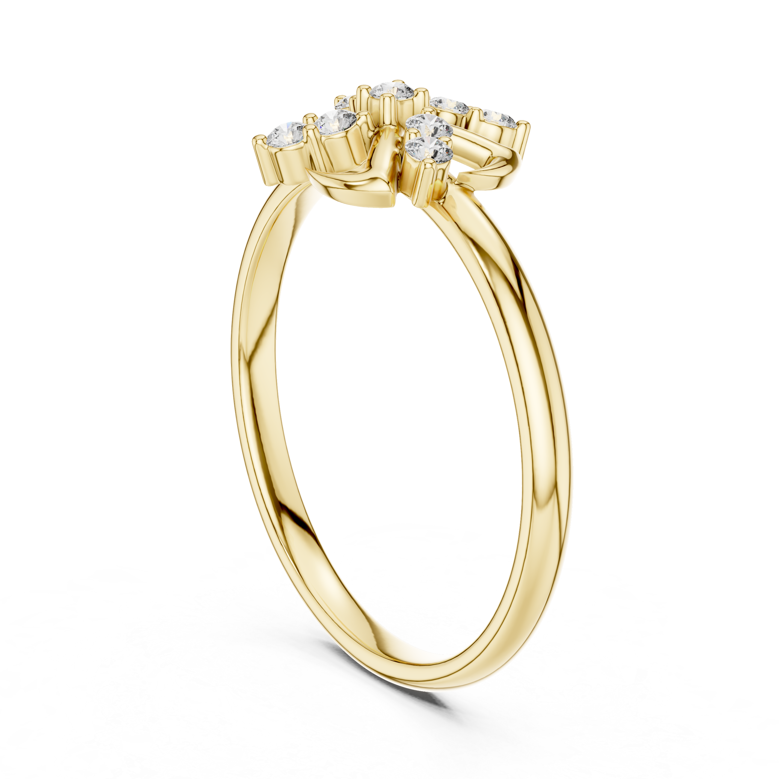 Swirl Cross Diamond Cluster Ring – Modern Floral Twist Design