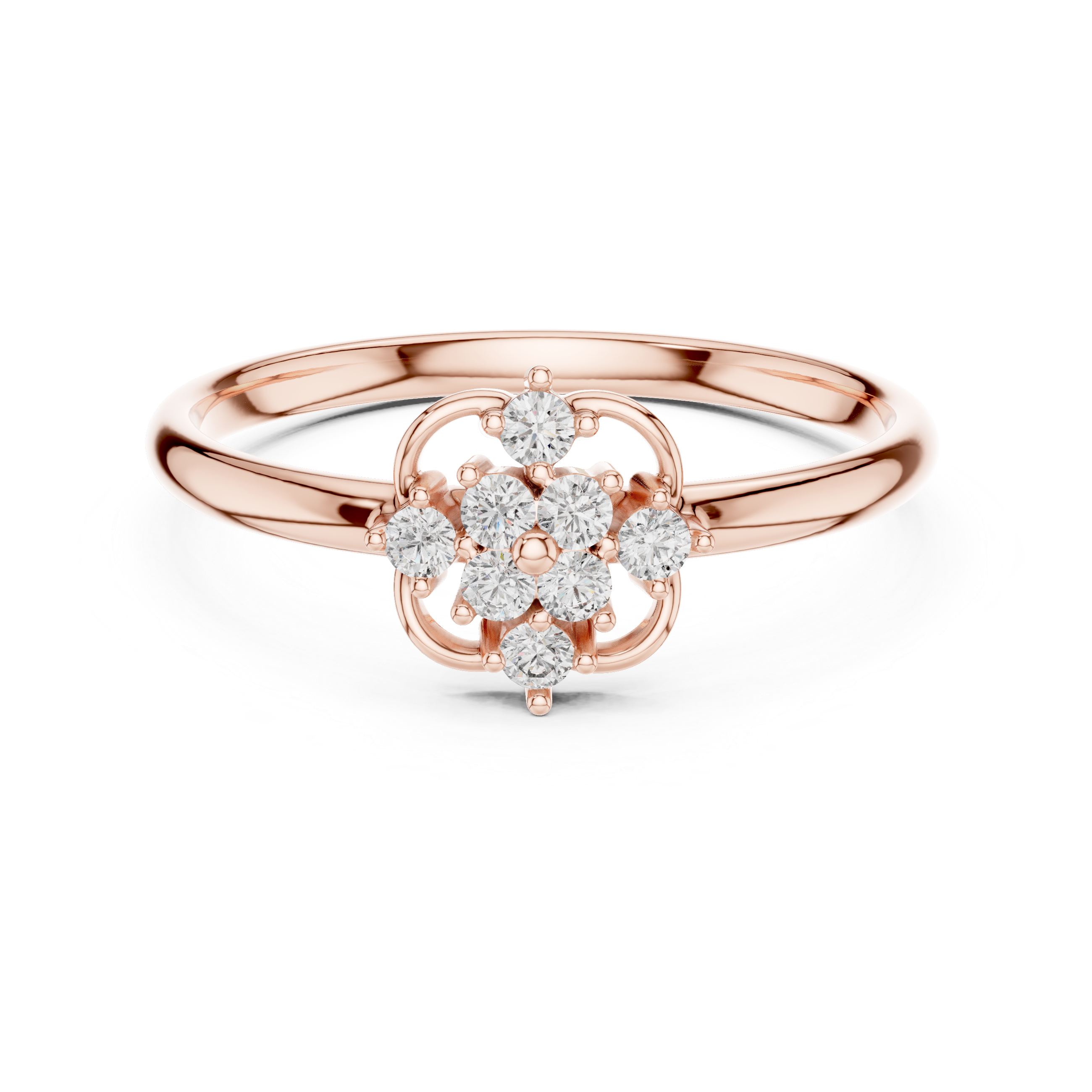 Classic Floral Diamond Cluster Ring – Open Petal Halo Design
