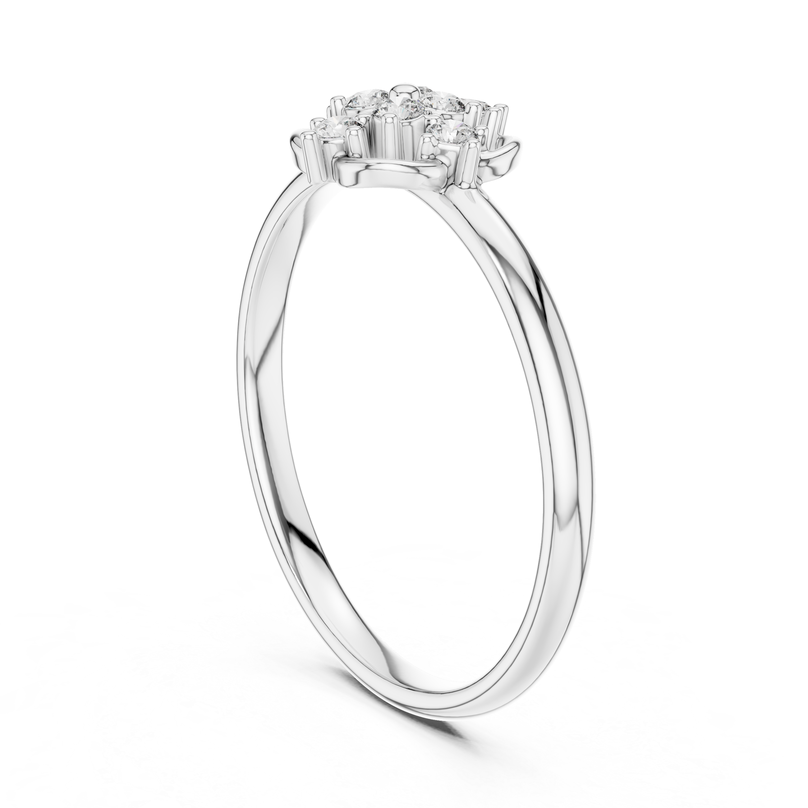 Classic Floral Diamond Cluster Ring – Open Petal Halo Design