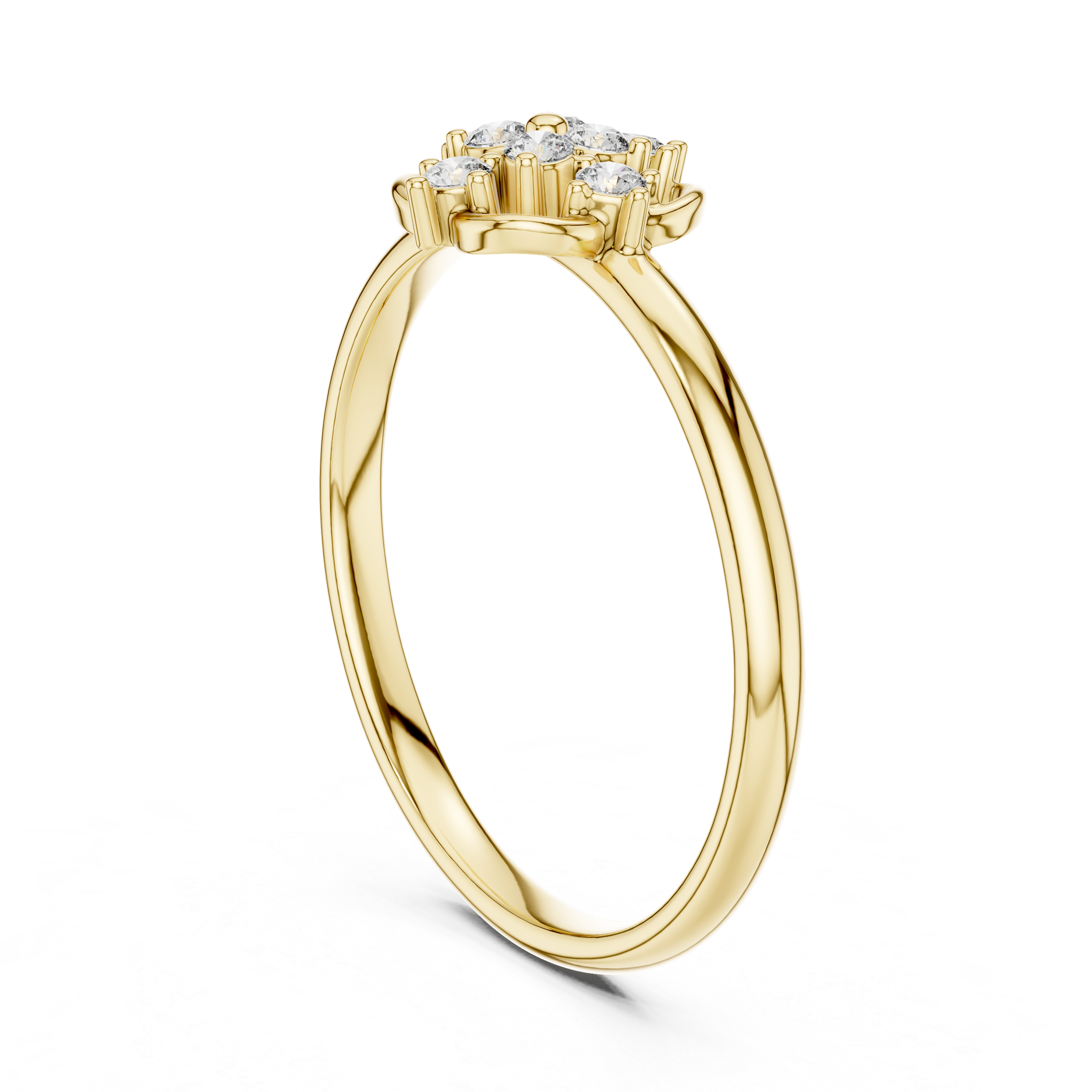 Classic Floral Diamond Cluster Ring – Open Petal Halo Design