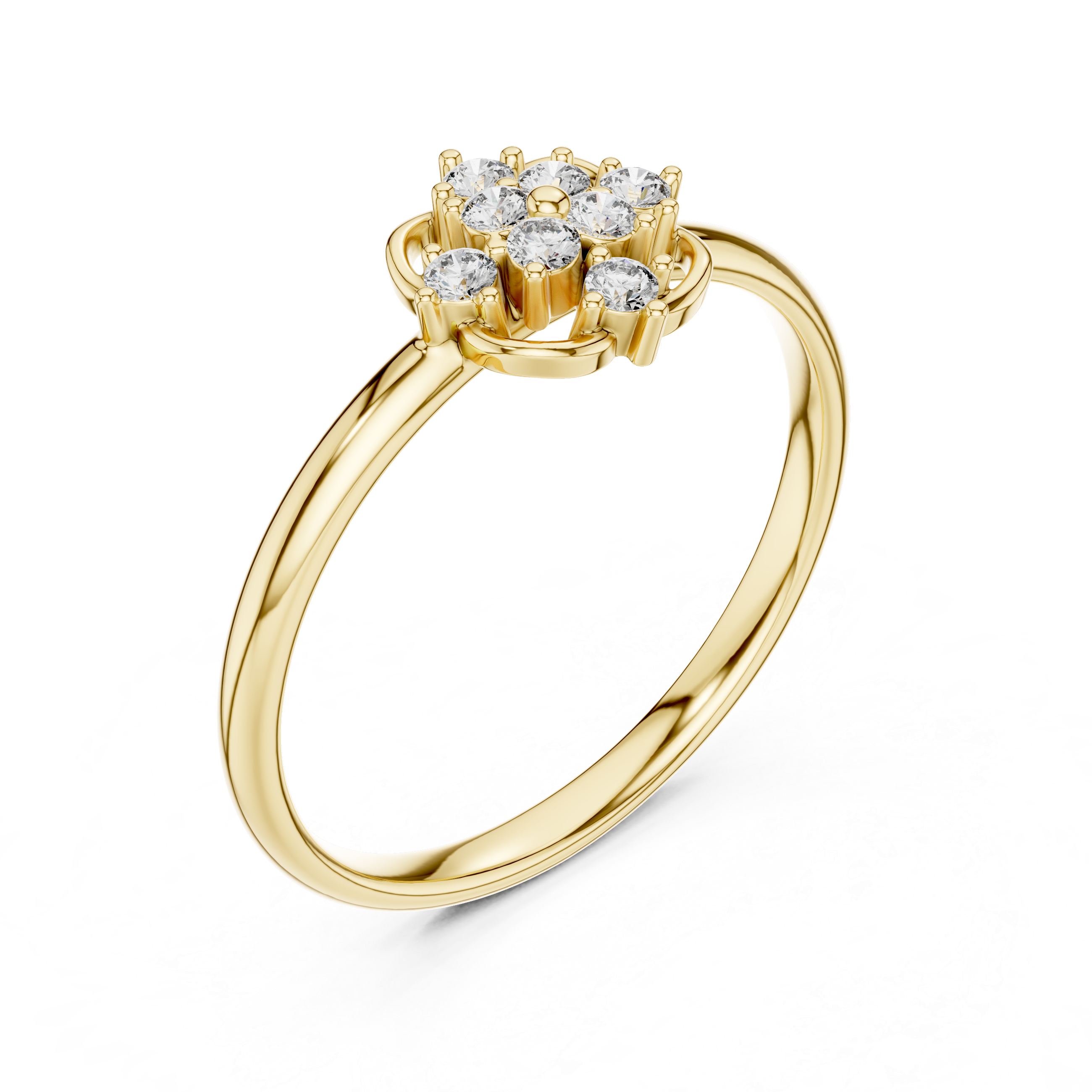 Classic Floral Diamond Cluster Ring – Open Petal Halo Design